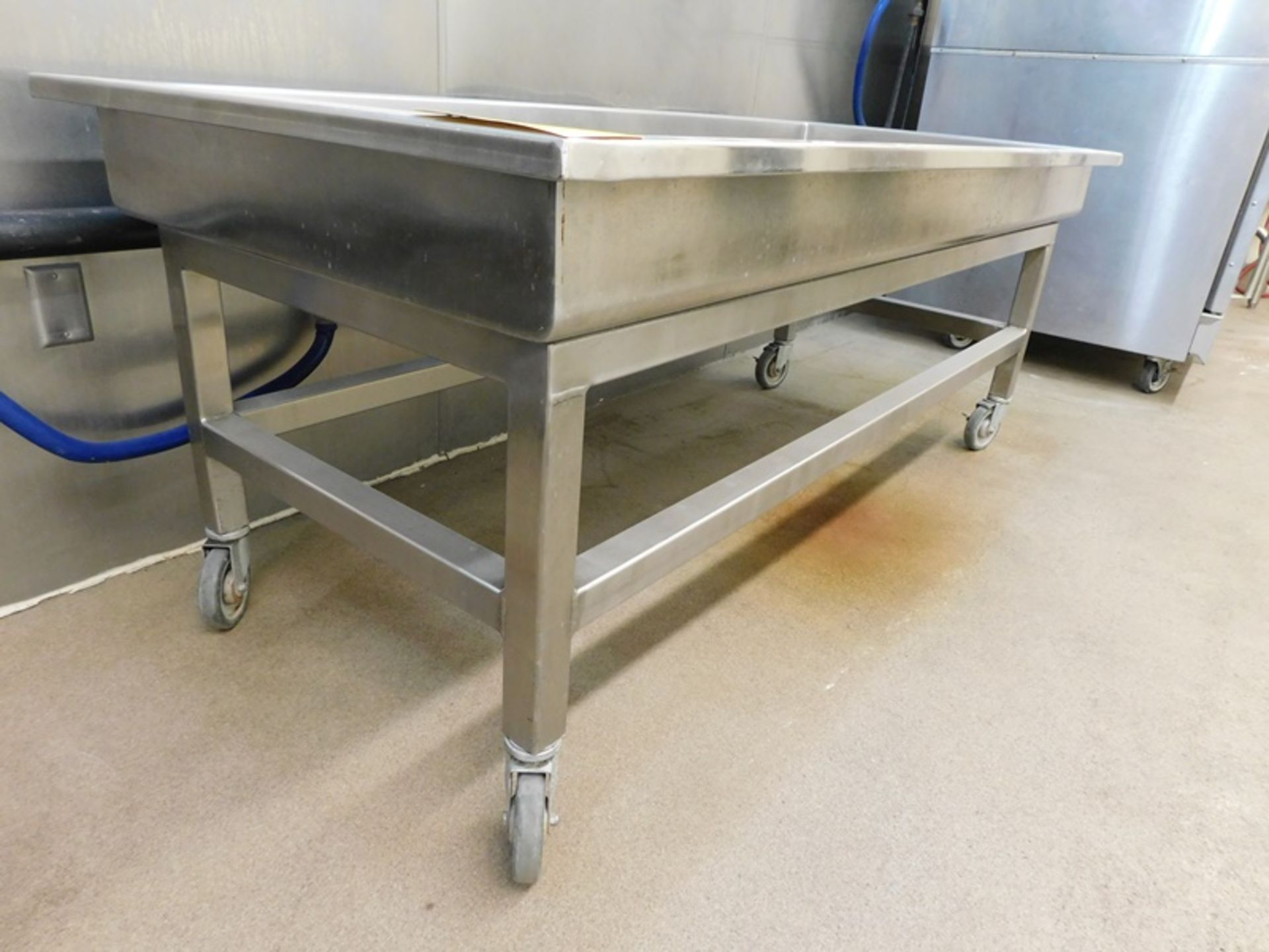 Stainless Steel Drain Table, 76" X 34" X 30", portable center drain - (Loading Fee: $25.00 Nebraska - Image 2 of 2