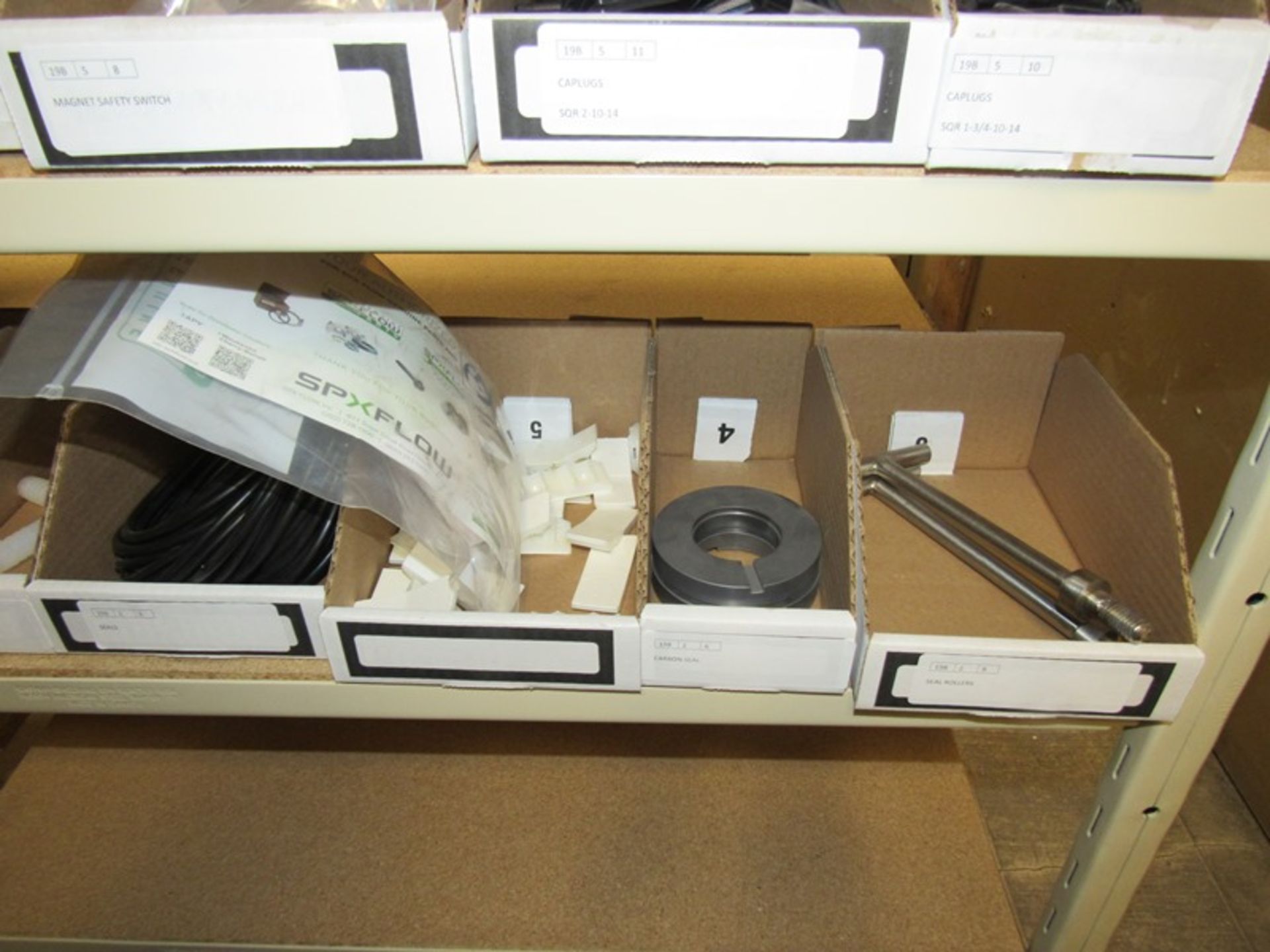 Lot Shelving Unit Contents Only: Filters, Connectors, Clamps, Cap Lugs, Adaptors, (2) Actuators, - Image 11 of 29