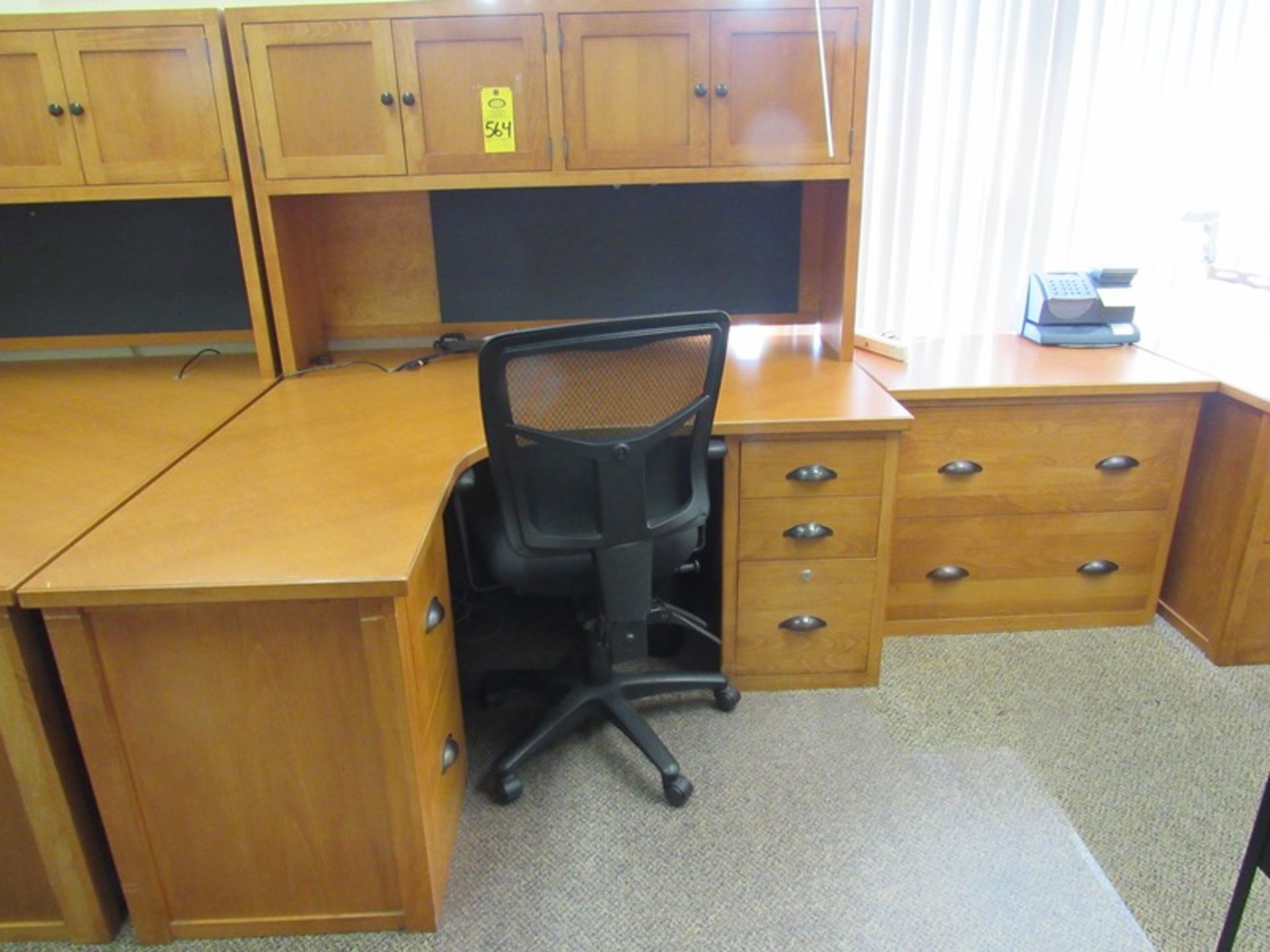 Lot Desk, Chair, Side Board, File Cabinet (No Electronics or Tagged Items Included) (Required