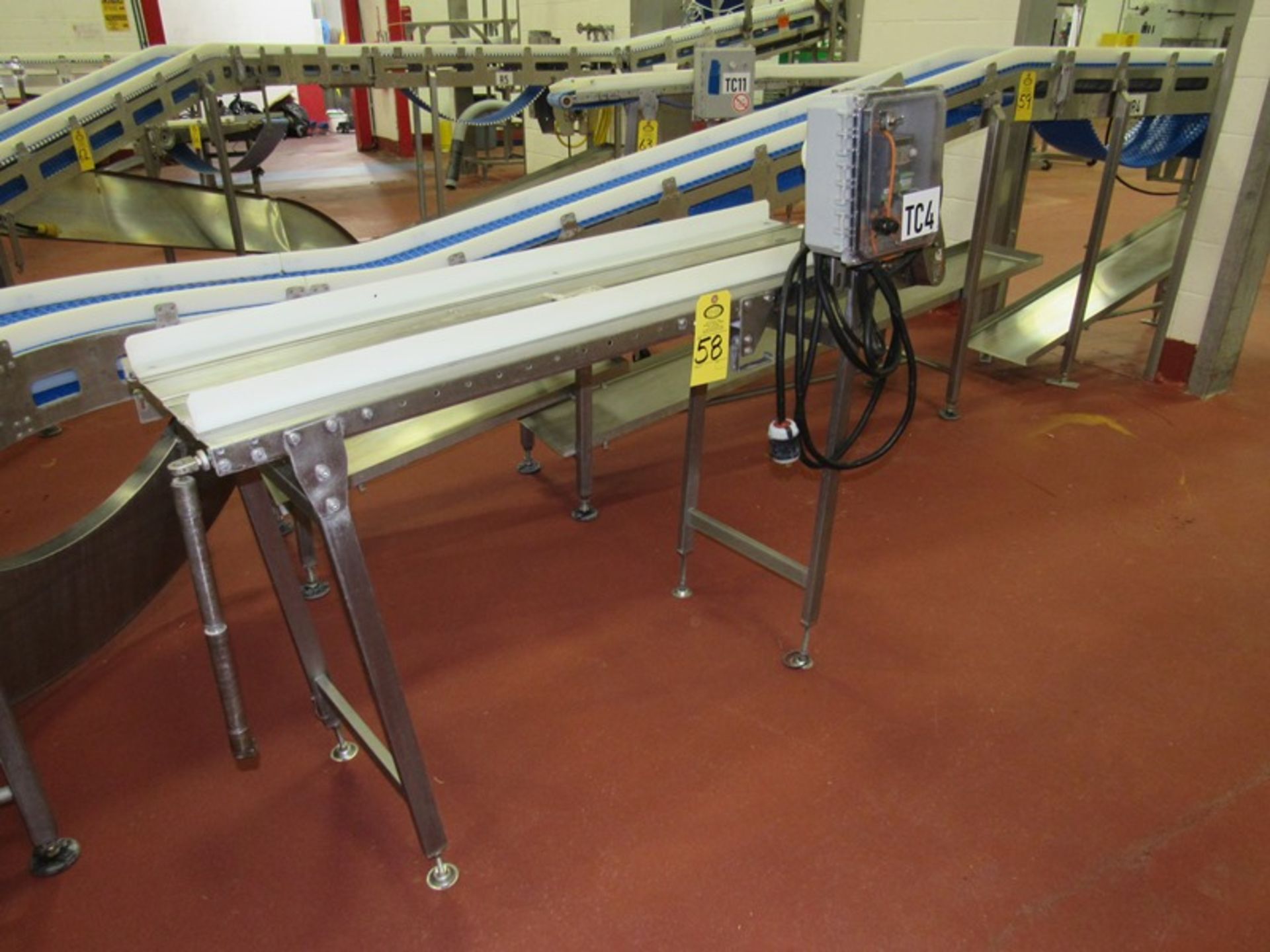 Stainless Steel Conveyor, 12" W X 57" L (no belt), V.F.D., 220 VAC (Required Loading Fee $50.00 Norm