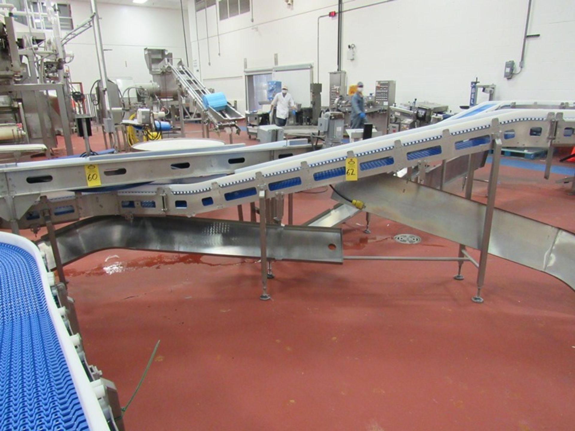 Stainless Steel Incline Conveyor with curve, 12" W X 41' L plastic belt, 30" infeed, 66" - Image 3 of 6