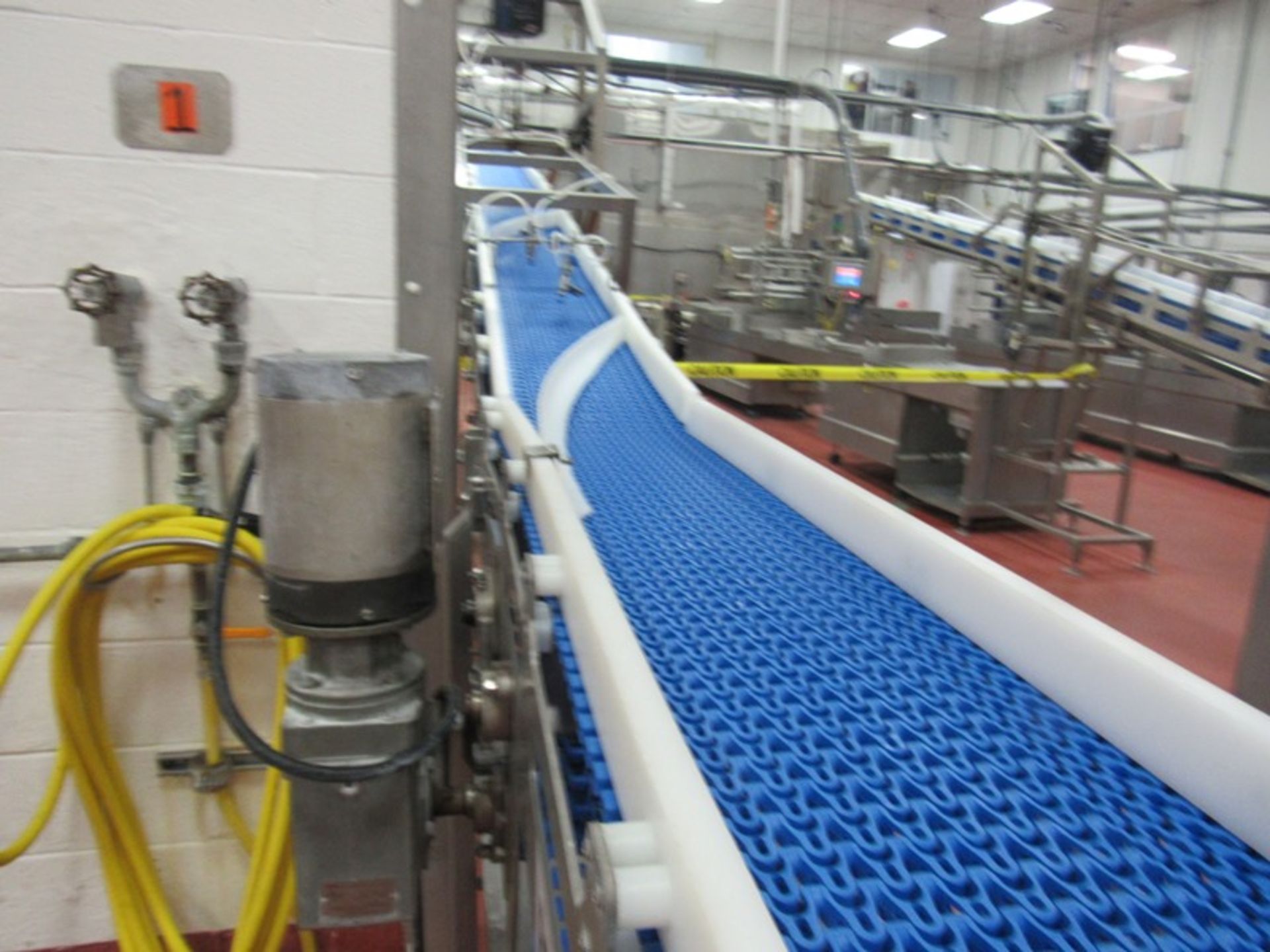 Stainless Steel Incline Conveyor with curve, 12" W X 41' L plastic belt, 30" infeed, 66" - Image 5 of 6