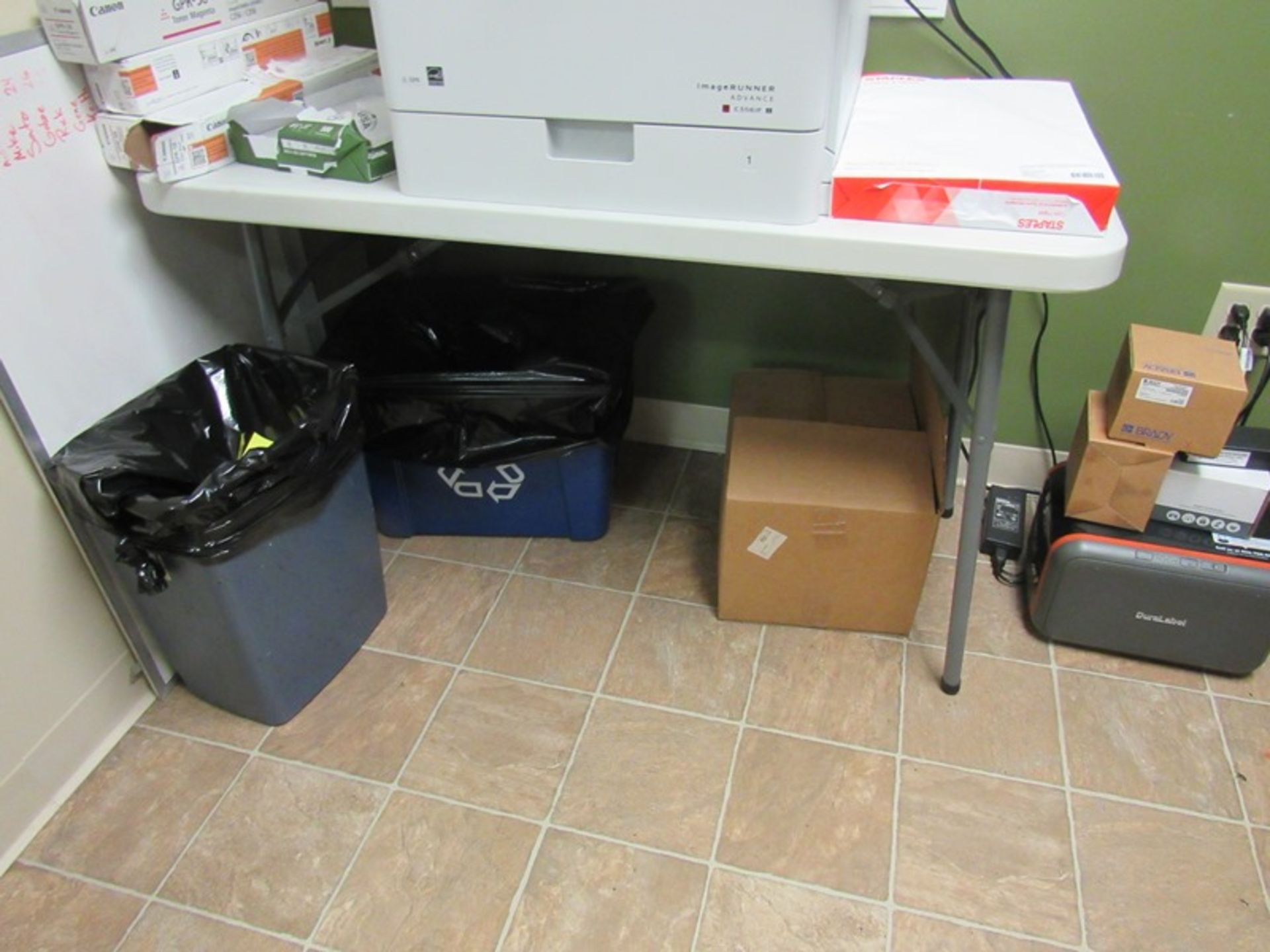 Lot Office: Desk, Chair, Heater, Plastic Table, 4' long (No Electronics or Tagged Items Included) ( - Image 2 of 2