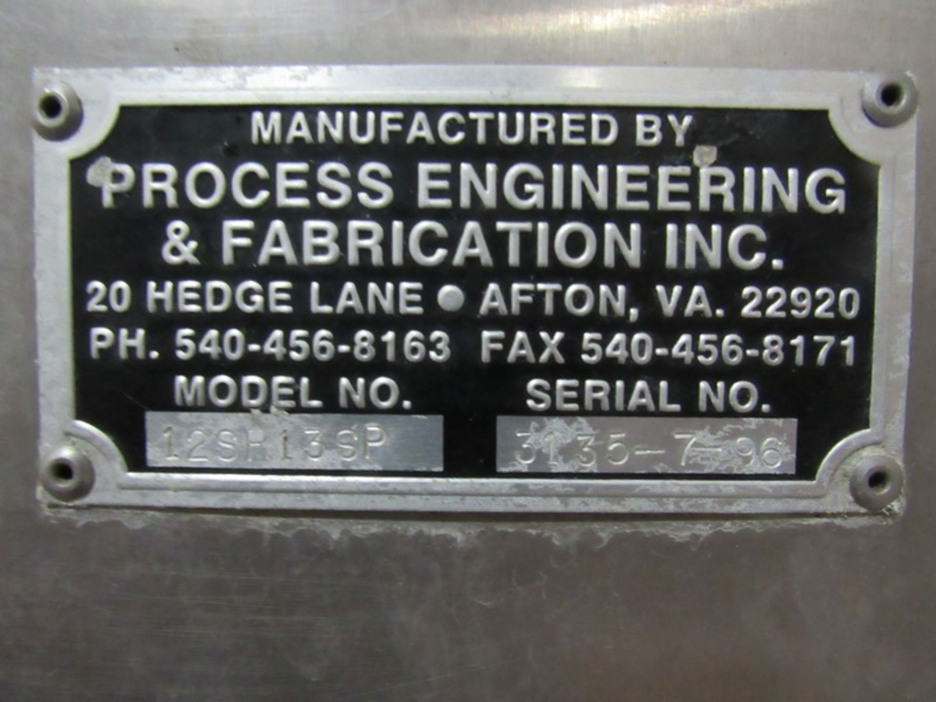 Process Engineering & Fabrication Mdl. 12SR13SP Stainless Steel Spiral Freezer, Ser. #3135-7-96, - Image 11 of 11