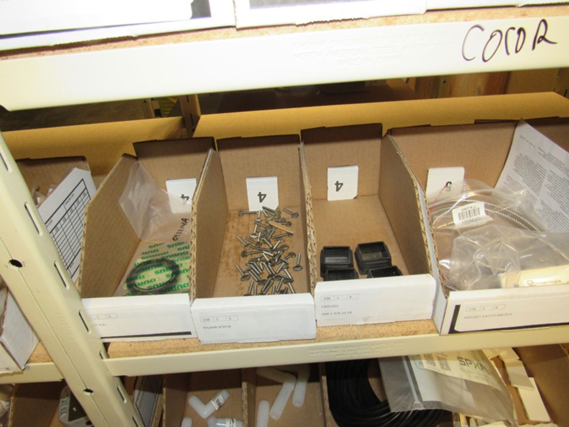 Lot Shelving Unit Contents Only: Filters, Connectors, Clamps, Cap Lugs, Adaptors, (2) Actuators, - Image 13 of 29