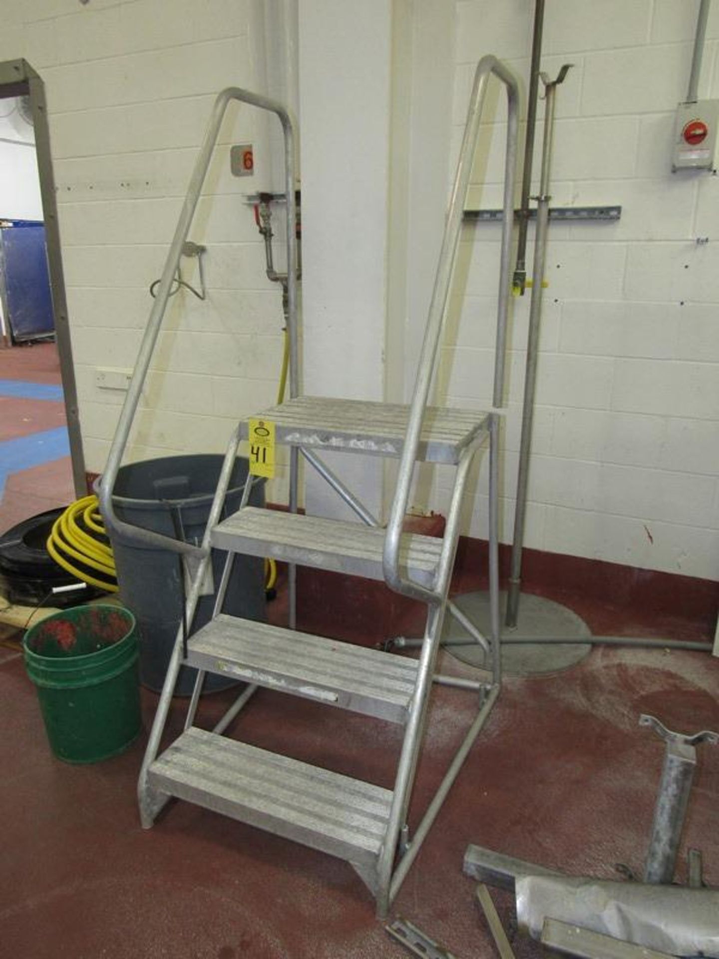 Aluminum Warehouse Ladder, 24" W X 36" T to platform, 69" T with handrail (Required Loading Fee $