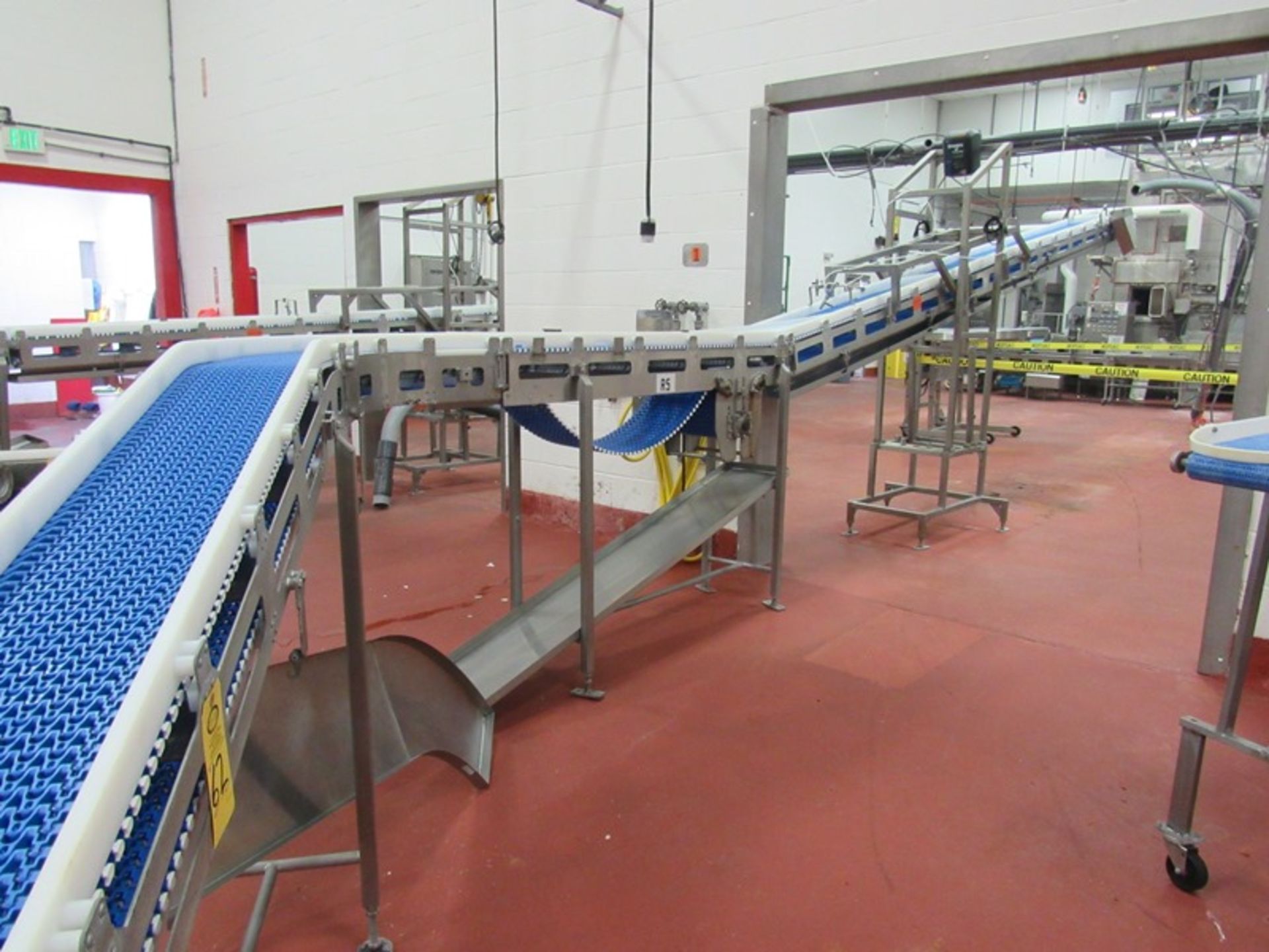 Stainless Steel Incline Conveyor with curve, 12" W X 41' L plastic belt, 30" infeed, 66" - Image 4 of 6