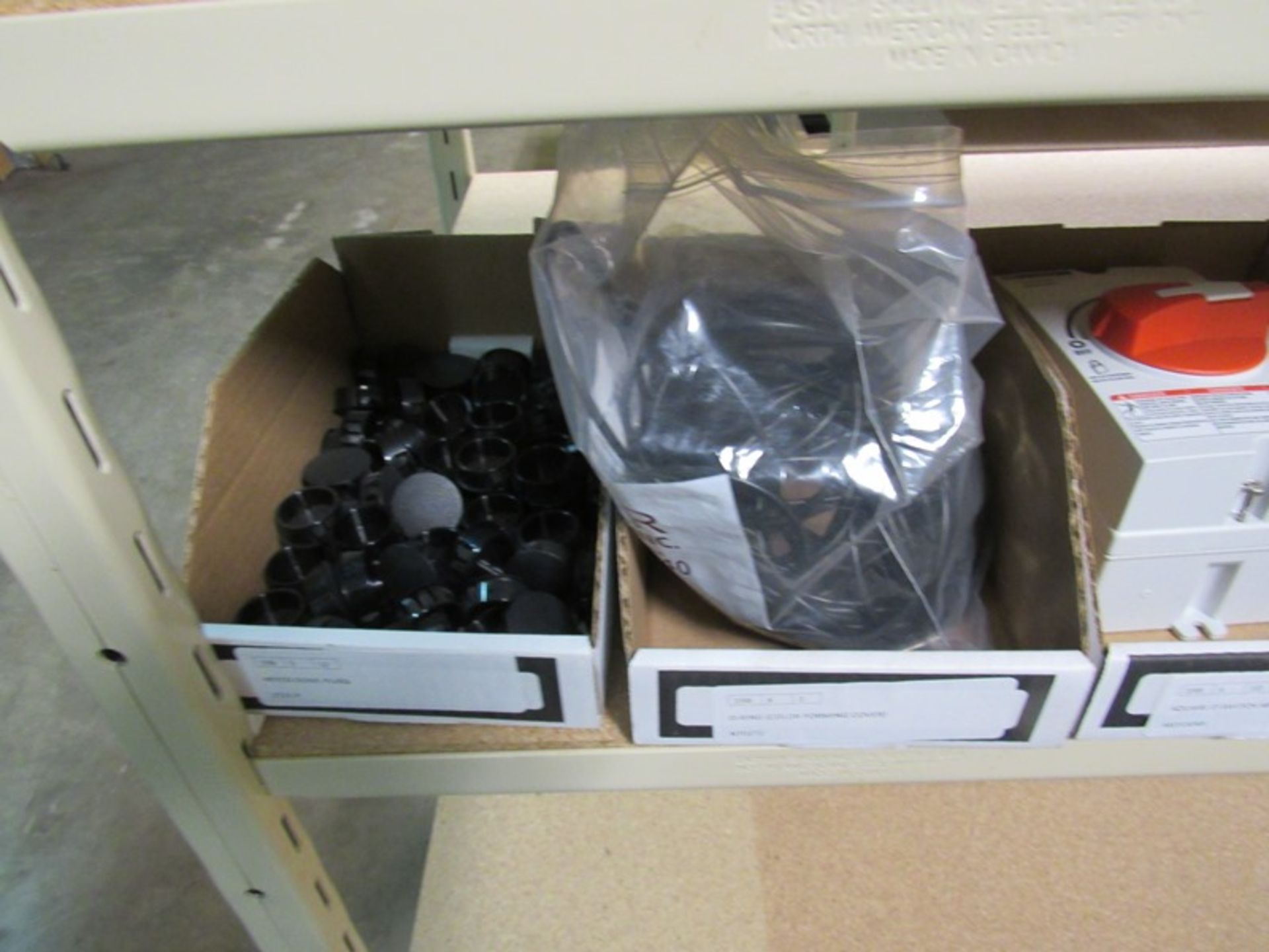 Lot Shelving Unit Contents Only: Filters, Connectors, Clamps, Cap Lugs, Adaptors, (2) Actuators, - Image 9 of 29