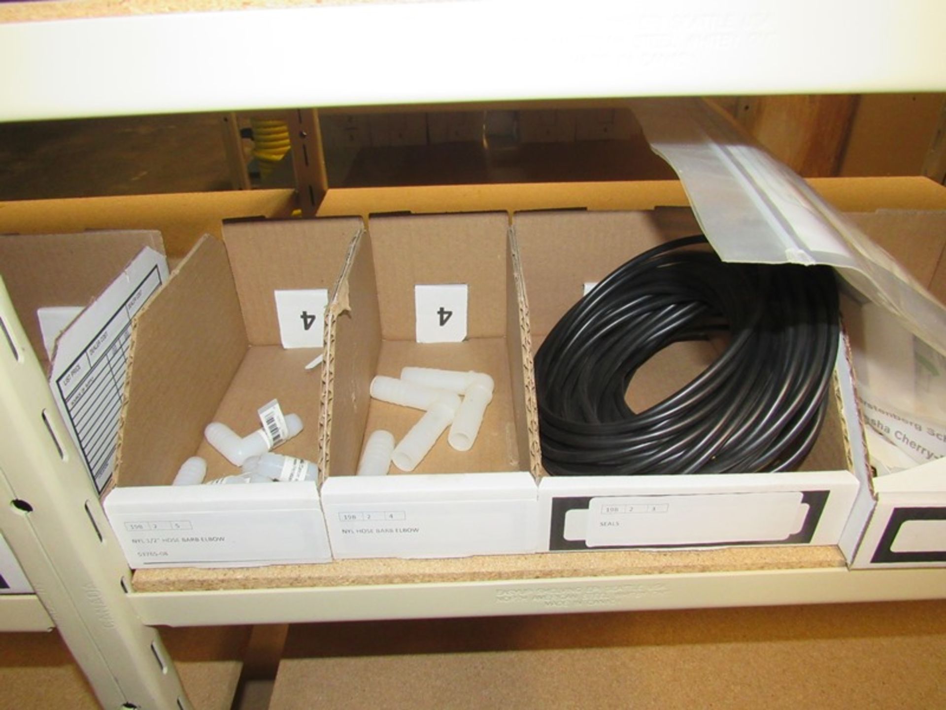 Lot Shelving Unit Contents Only: Filters, Connectors, Clamps, Cap Lugs, Adaptors, (2) Actuators, - Image 10 of 29