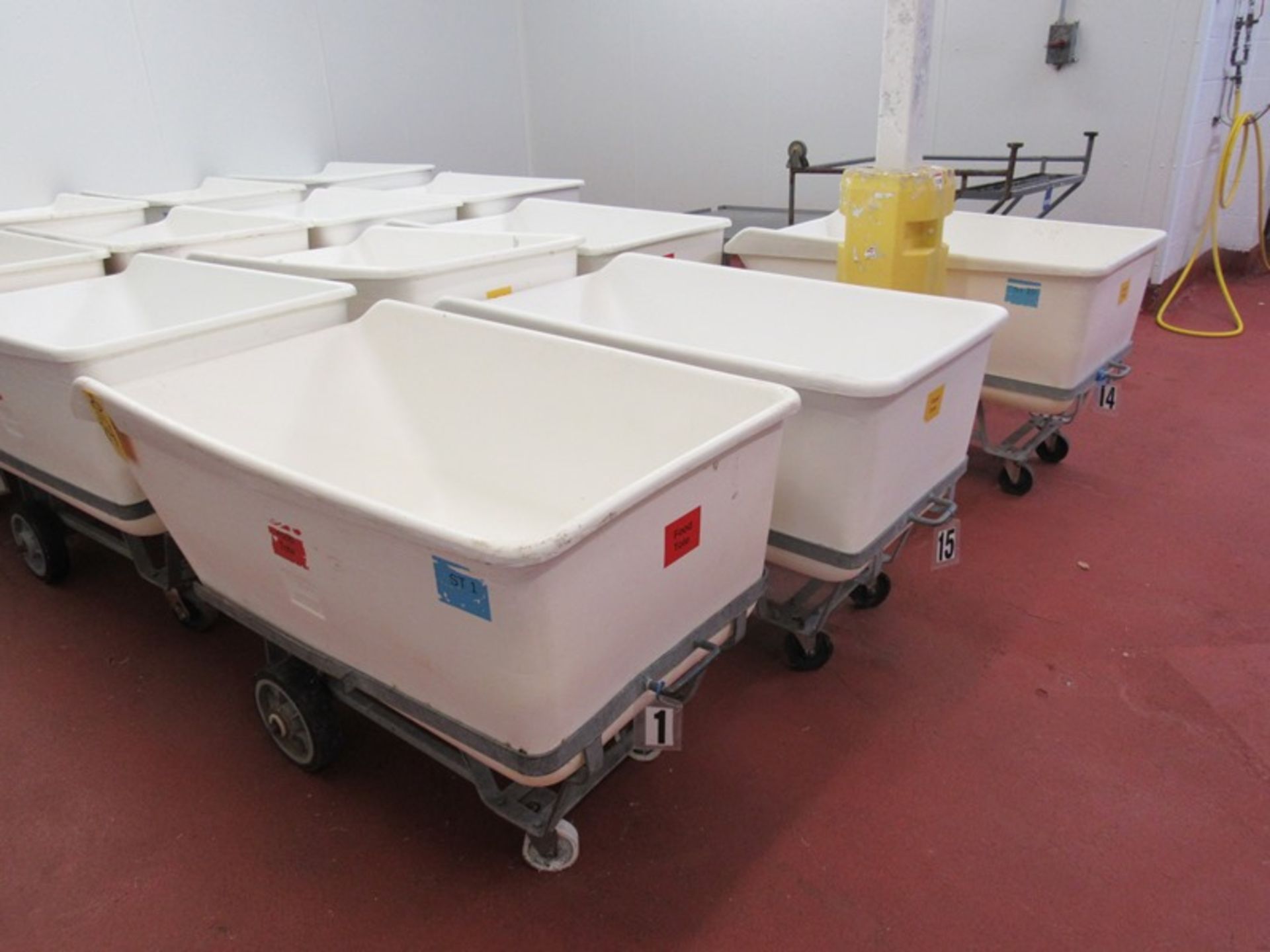 Remco Mdl. 6901 Plastic Food Totes on stainless steel cart, 33" W X 54" L X 20" D (Required