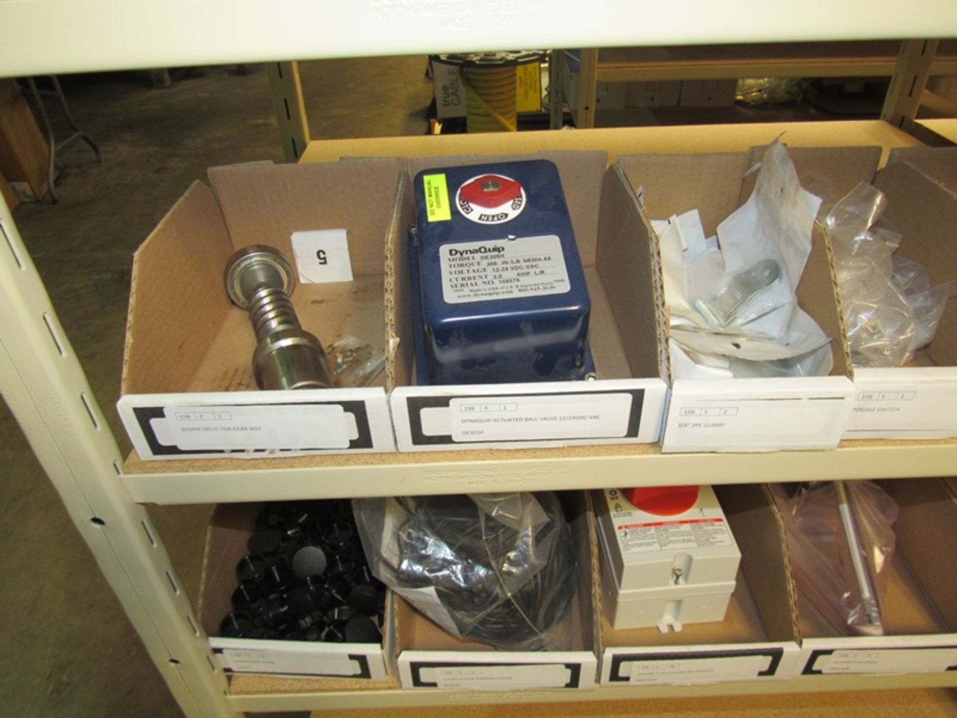 Lot Shelving Unit Contents Only: Filters, Connectors, Clamps, Cap Lugs, Adaptors, (2) Actuators, - Image 6 of 29