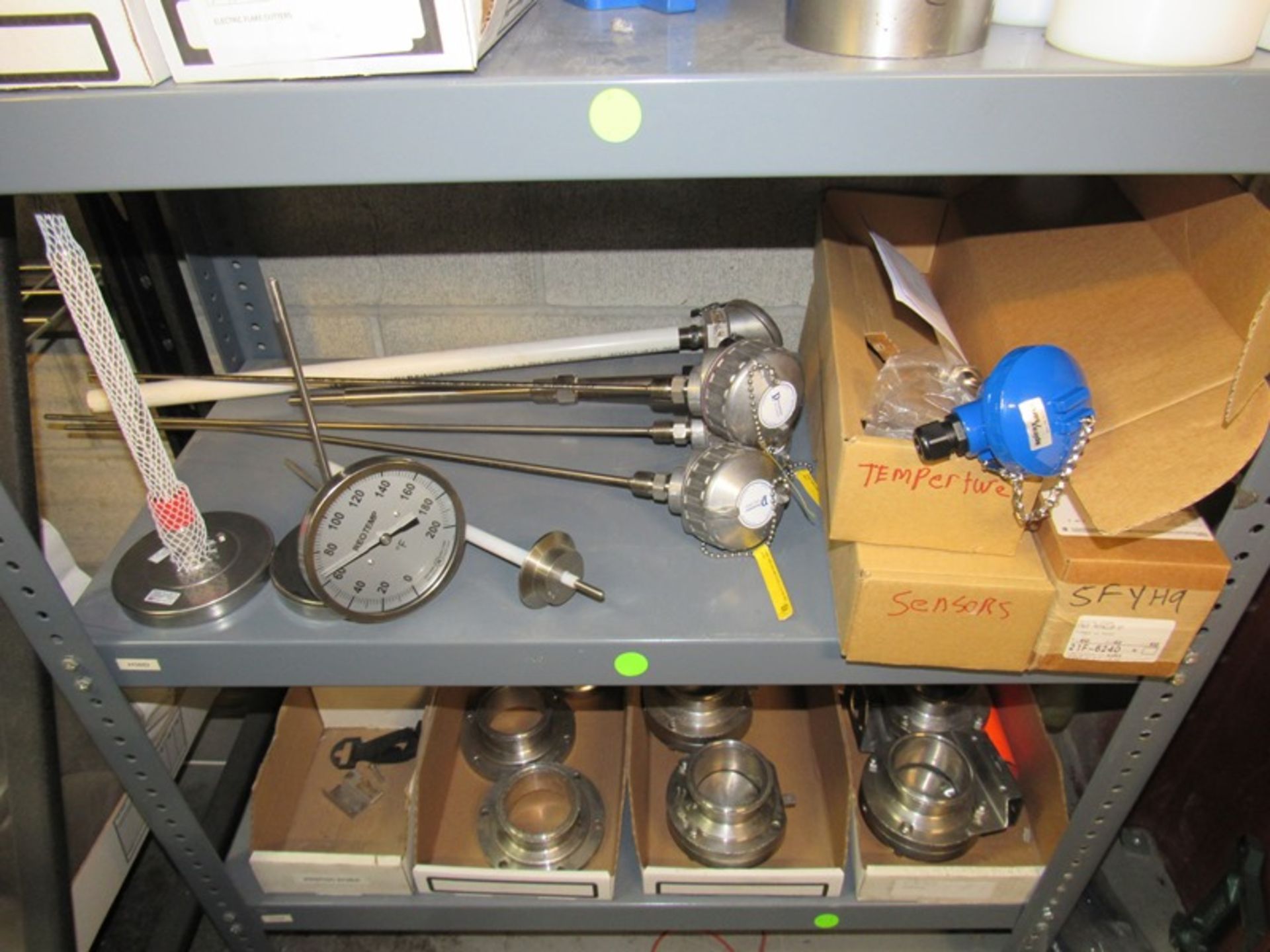 Lot Contents of Shelving Unit Only: Chart Recorder, Rice Lake Scale Head, Bushings, Thermometers - Image 5 of 11