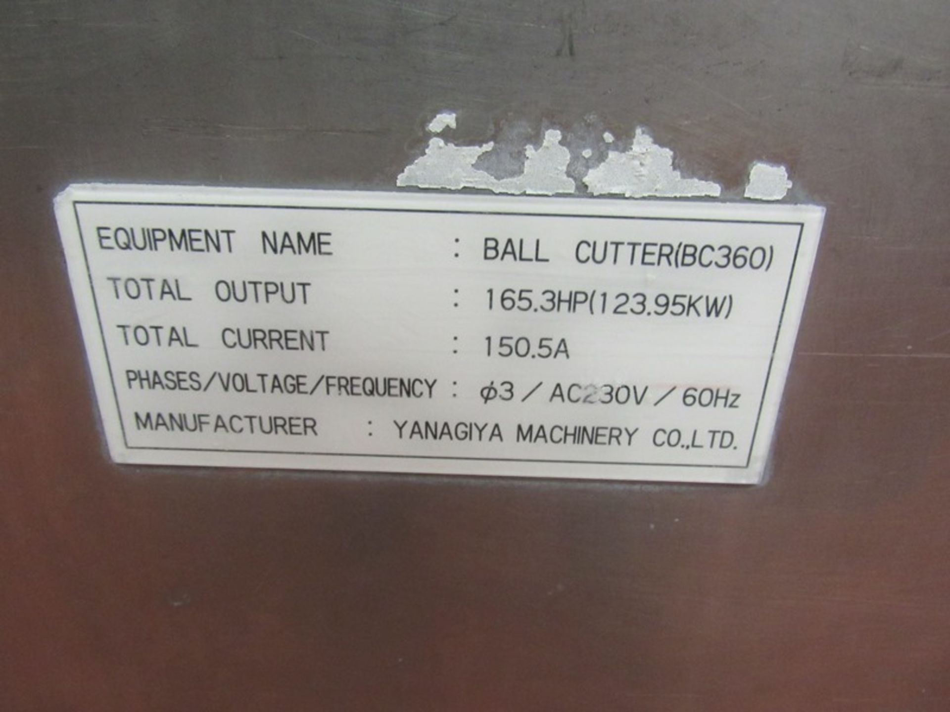 Yanagiya Mdl. BC360 Stainless Steel Ball Cutter, Ser. #C021280010, 34" Dia. bowl, 3-stainless - Image 23 of 24