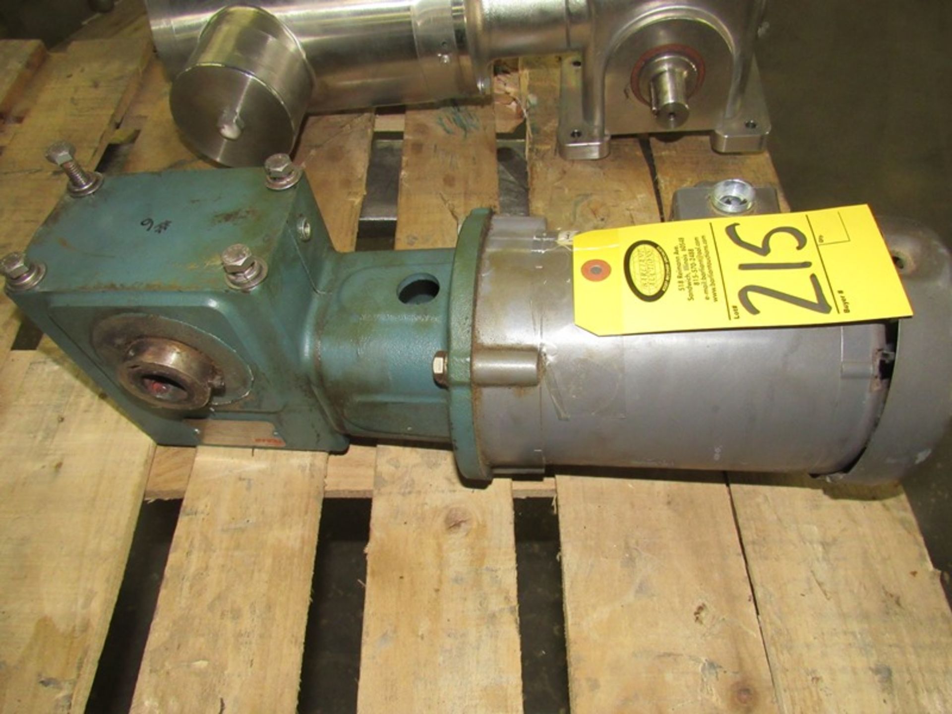 Baldor Industrial Motor, 56C frame, 230/460 VAC, 3 phase, RPM 1725 , .75 h.p., Dodge Tigear Gearbox, - Image 2 of 2