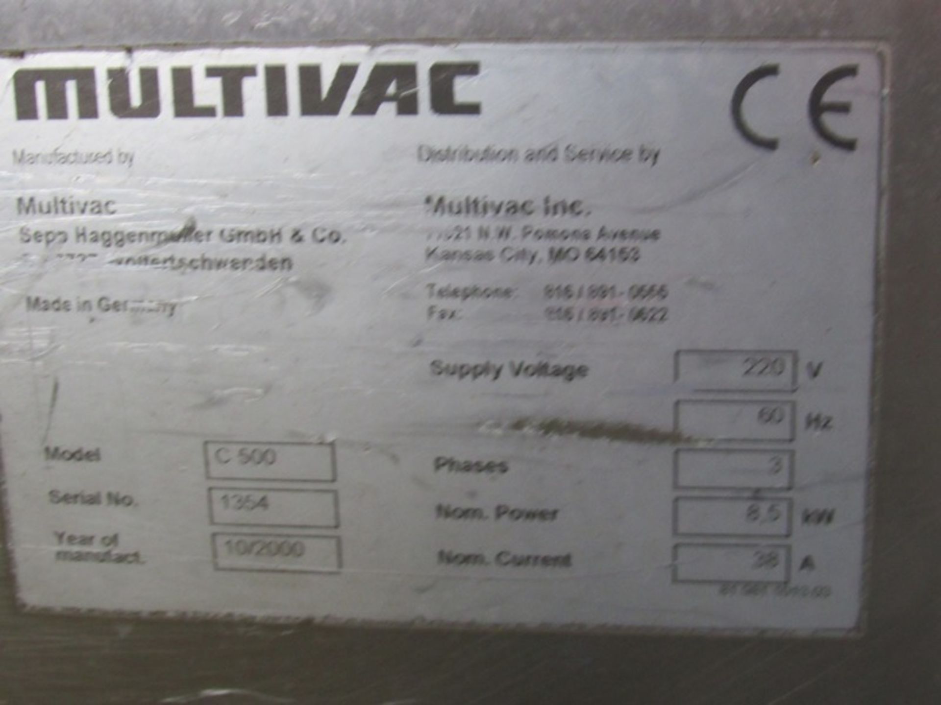 Multivac Mdl. C500 Double Chamber Vacuum Packaging Machine, Ser. #1354, 220 volts, 3 phase, Busch - Image 11 of 12