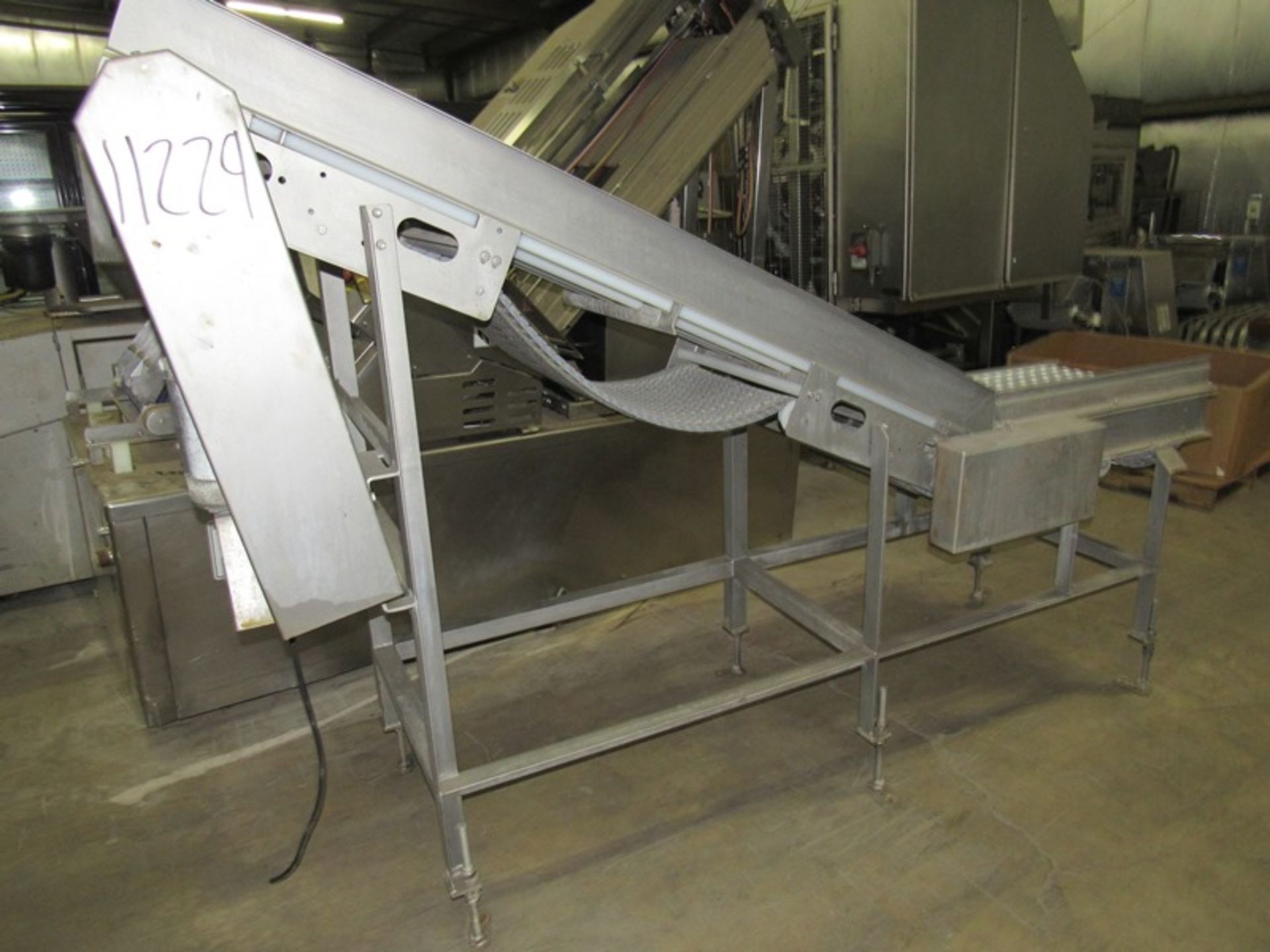 Leblanc Stainless Steel Incline Conveyor, 20" W X 9' L plastic belt with rubber nubs, roller - Image 2 of 7