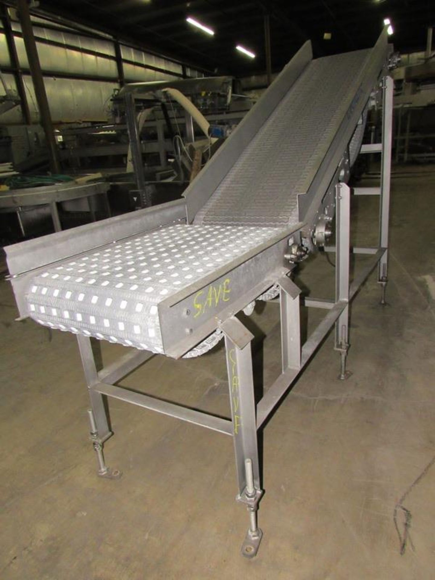 Leblanc Stainless Steel Incline Conveyor, 20" W X 9' L plastic belt with rubber nubs, roller - Image 3 of 7