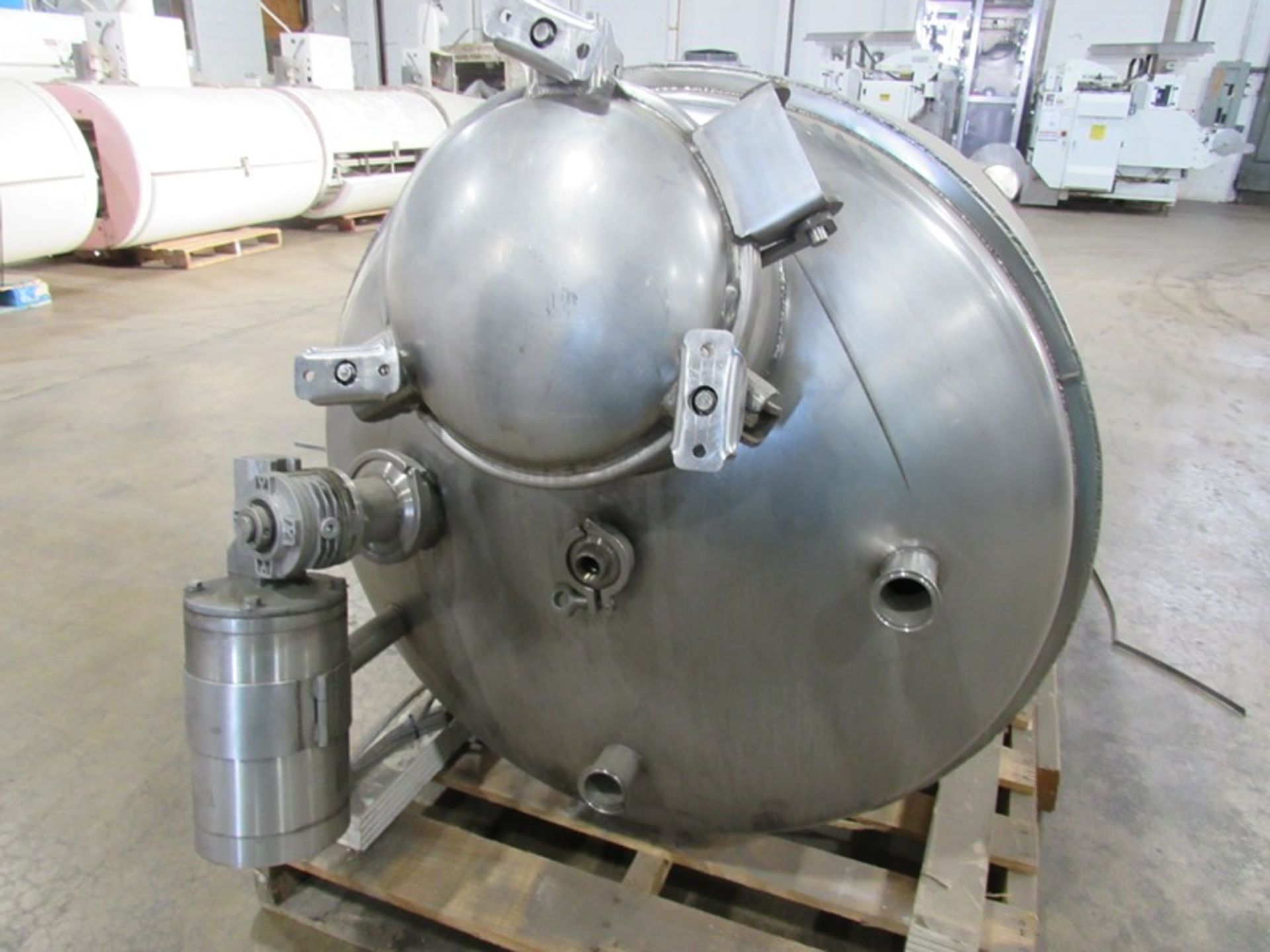 Stainless Steel Mix Tank, 150 gallon capacity, 40" dia. X 36" deep, flat bottom, 3" bottom outlet, - Image 5 of 8