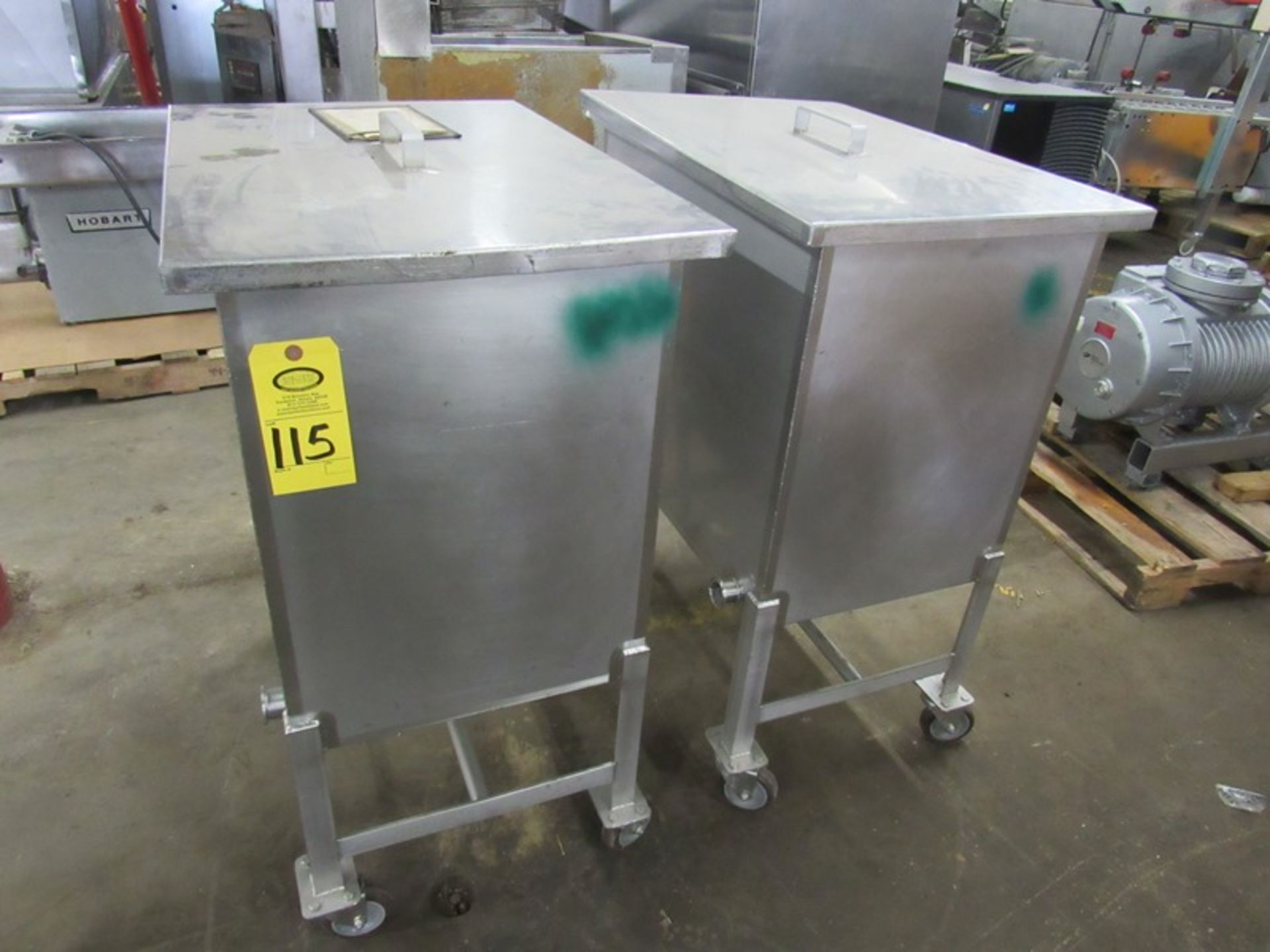 Stainless Steel Portable Tanks, 18" W X 28" L X 24" D, bottom side drain with screen and top (