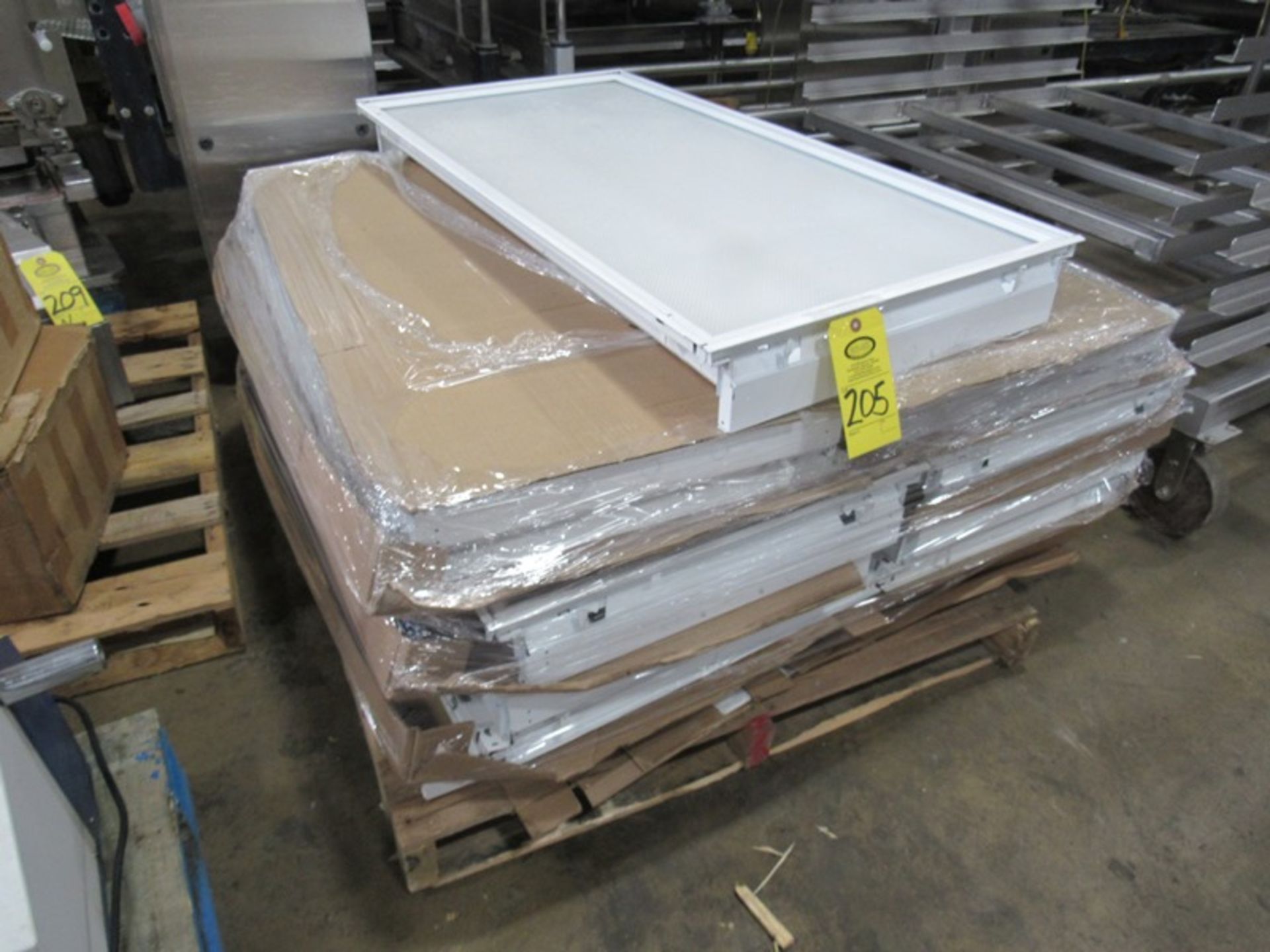 Lot of (9) Fluorescent Light Fixtures, 2' W X 4' L X 5" D (Required Loading Fee $50- Pickup by