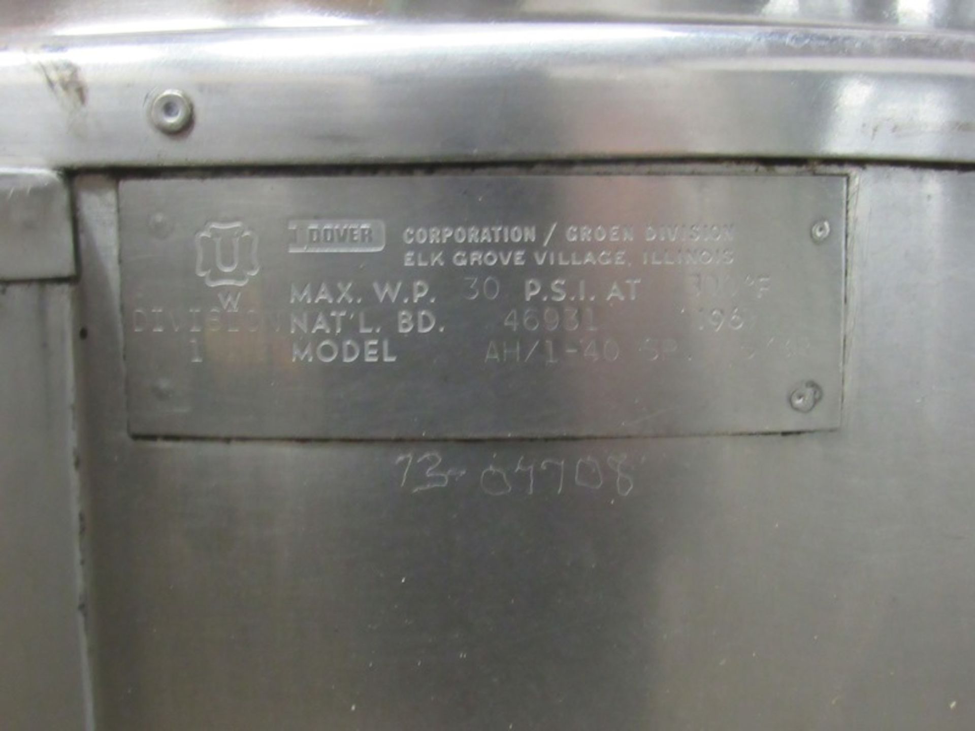 Groen Mdl. AH/1-40 Self Contained Kettle, natural gas fired, 115 volt controls, national board # - Image 7 of 7