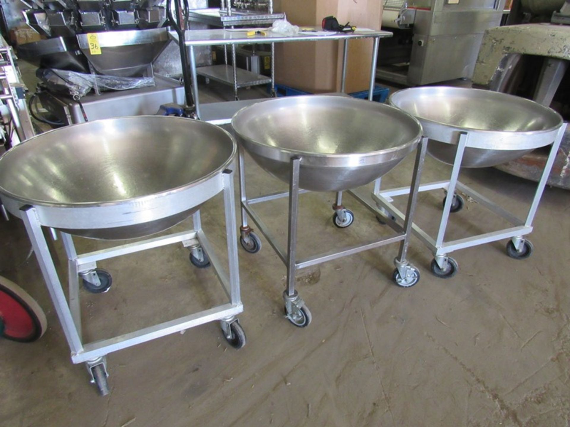 Stainless Steel Mixing Bowls, 29" Dia. X 12" D on 30" tall cart (Required Loading Fee $25- Pickup