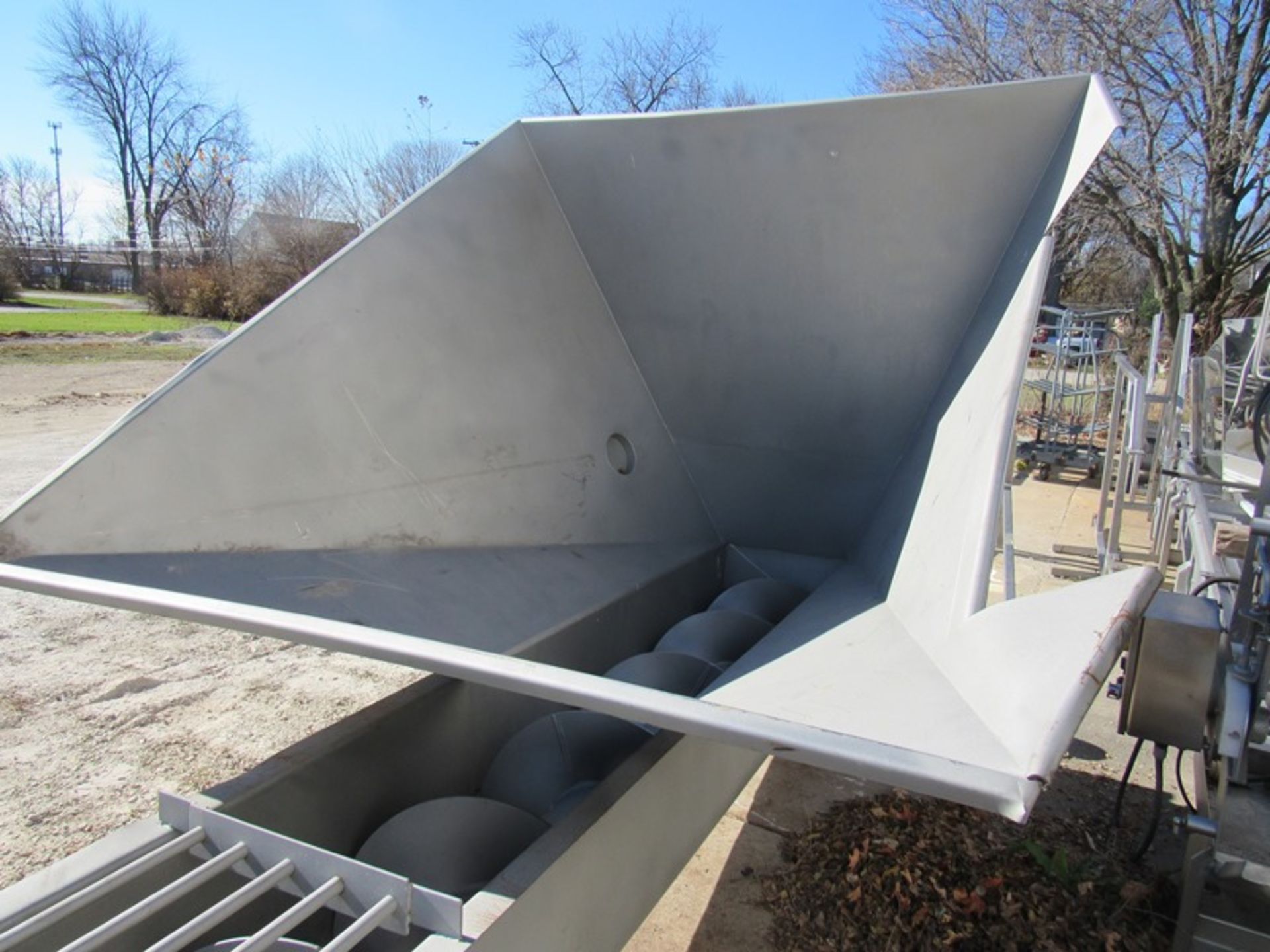 Stainless Steel Screw Conveyor, 18" dia. X 16' long screw, 68" W X 7' L X 5' D hopper, 10 h.p., - Image 6 of 13