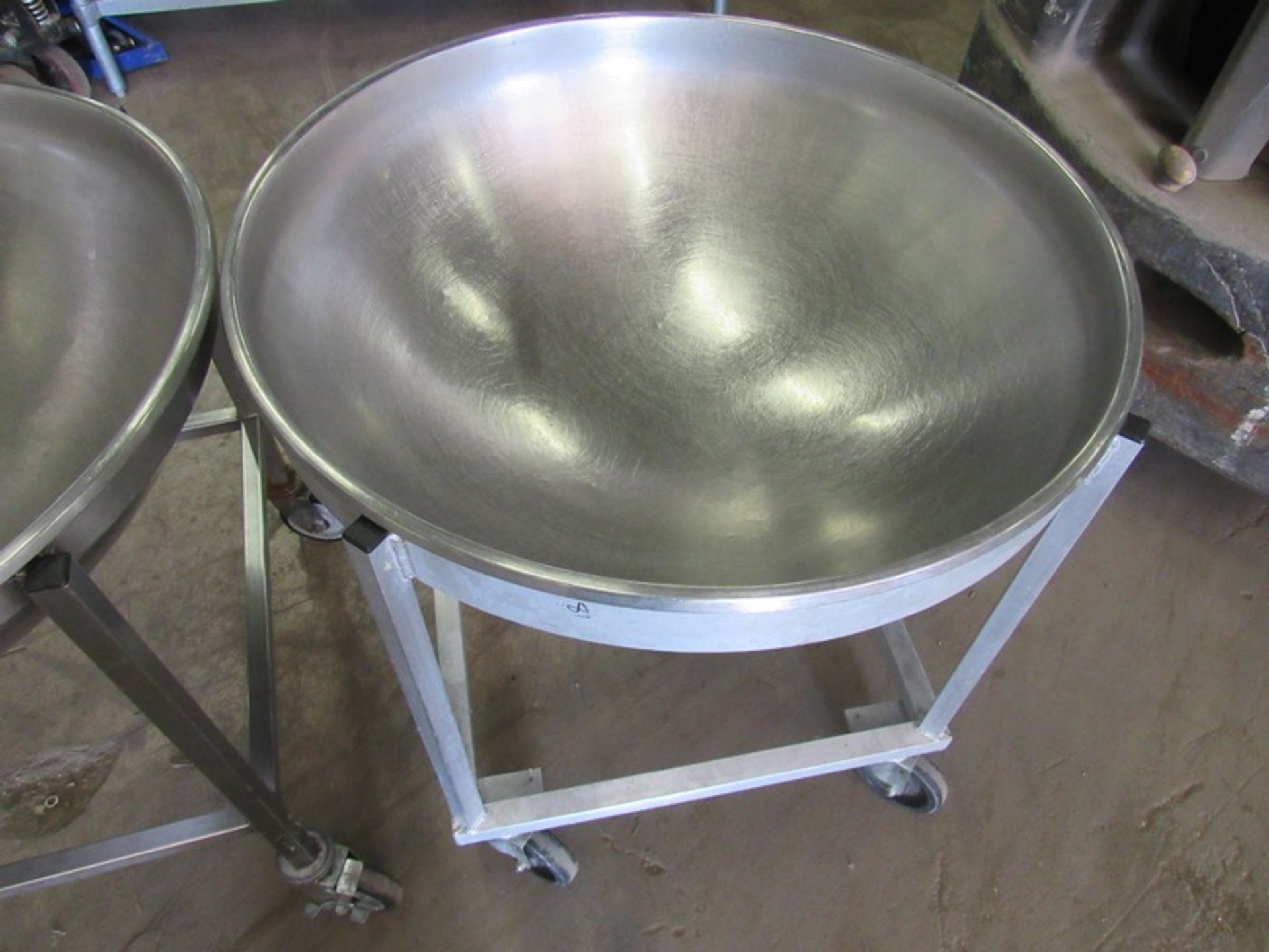 Stainless Steel Mixing Bowls, 29" Dia. X 12" D on 30" tall cart (Required Loading Fee $25- Pickup - Image 2 of 2