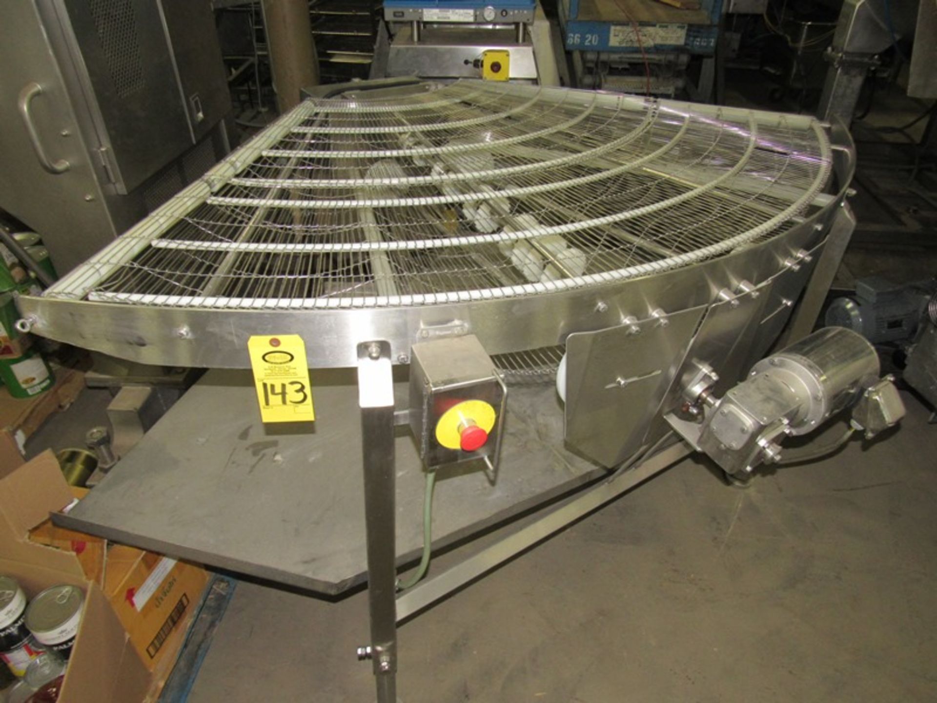 JBT Food Tech Mdl. FTC Stainless Steel 45º Conveyor, 43" W X 7' L wire belt, stainless steel, 230/