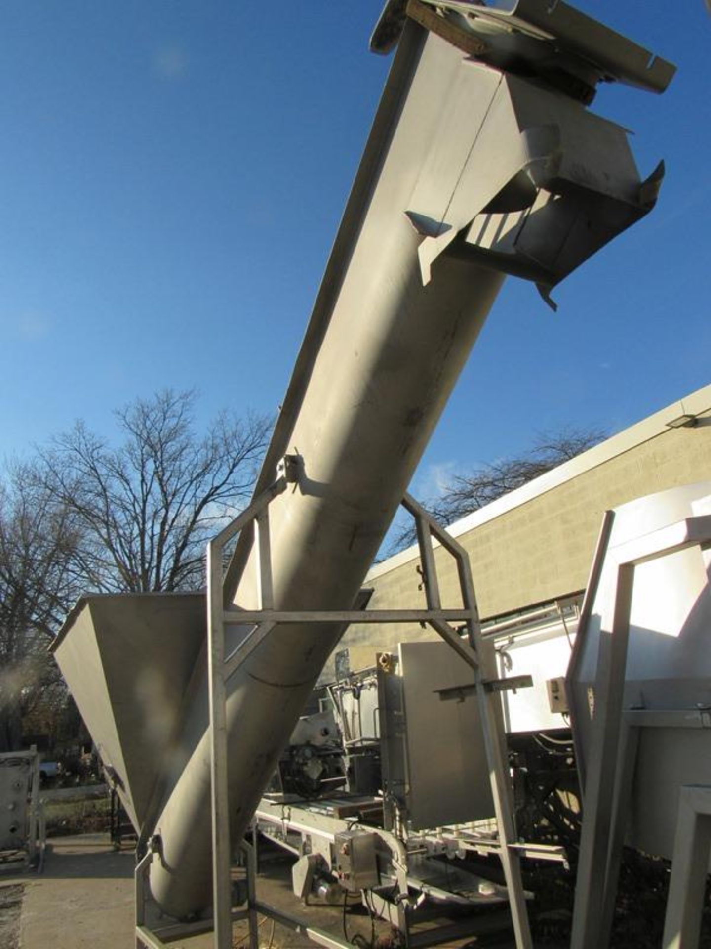 Stainless Steel Screw Conveyor, 18" dia. X 16' long screw, 68" W X 7' L X 5' D hopper, 10 h.p., - Image 3 of 13