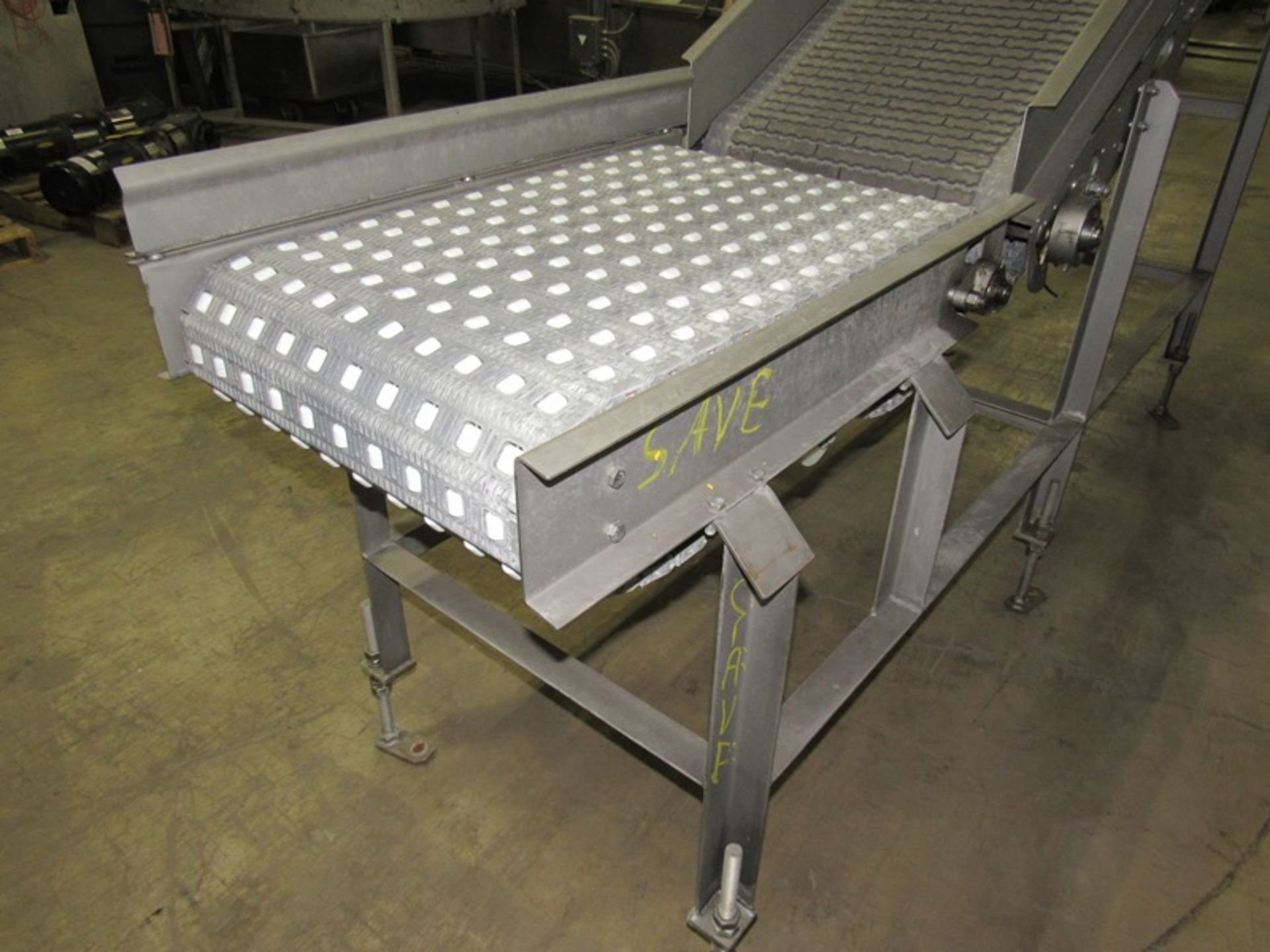 Leblanc Stainless Steel Incline Conveyor, 20" W X 9' L plastic belt with rubber nubs, roller - Image 5 of 7