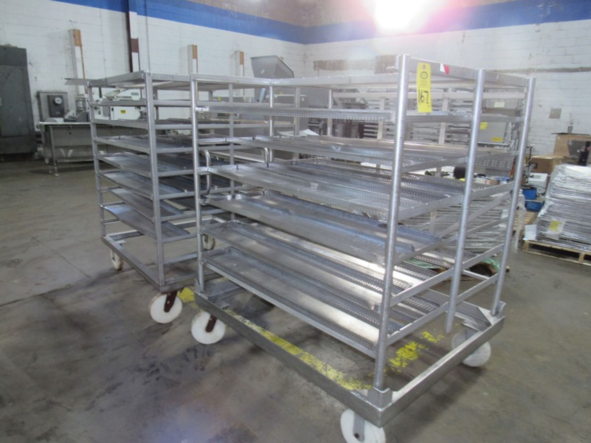 Stainless Steel Smoke Trucks, 42" W X 49" L X 5' T, 7 spaces, 6" apart, with 8" W X 48" L perforated