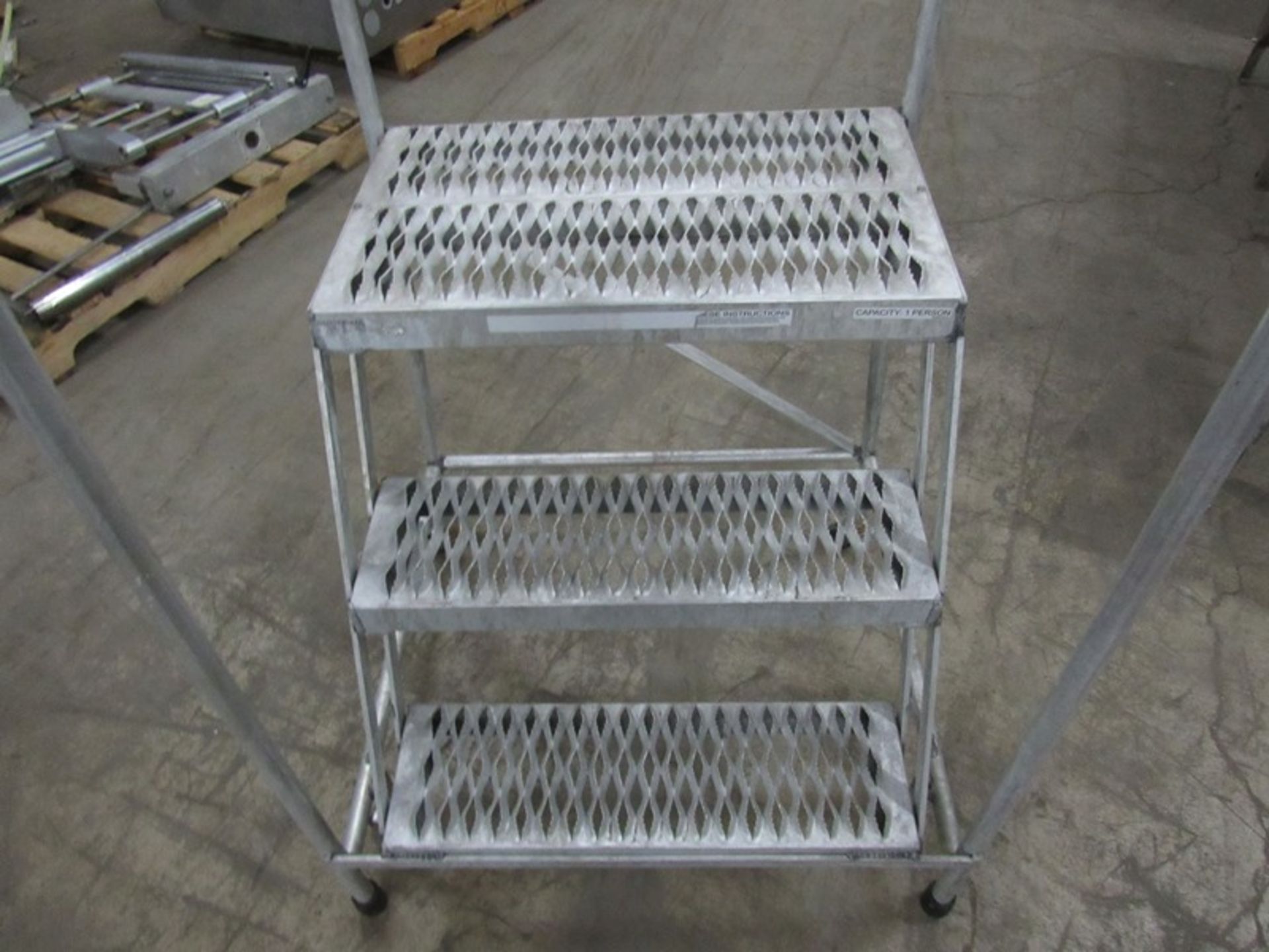 Cotterman Aluminum Ladder, 3-stairs, 24" W X 31" T, 27" W X 62" T overall, grated tops - Image 2 of 2