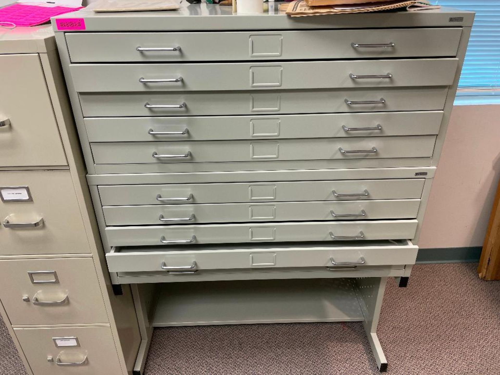 DESCRIPTION: (3) TEN DRAWER METAL BLUE PRINT FILE CABINET LOCATION: OFFICE SECOND FLOOR THIS LOT IS: