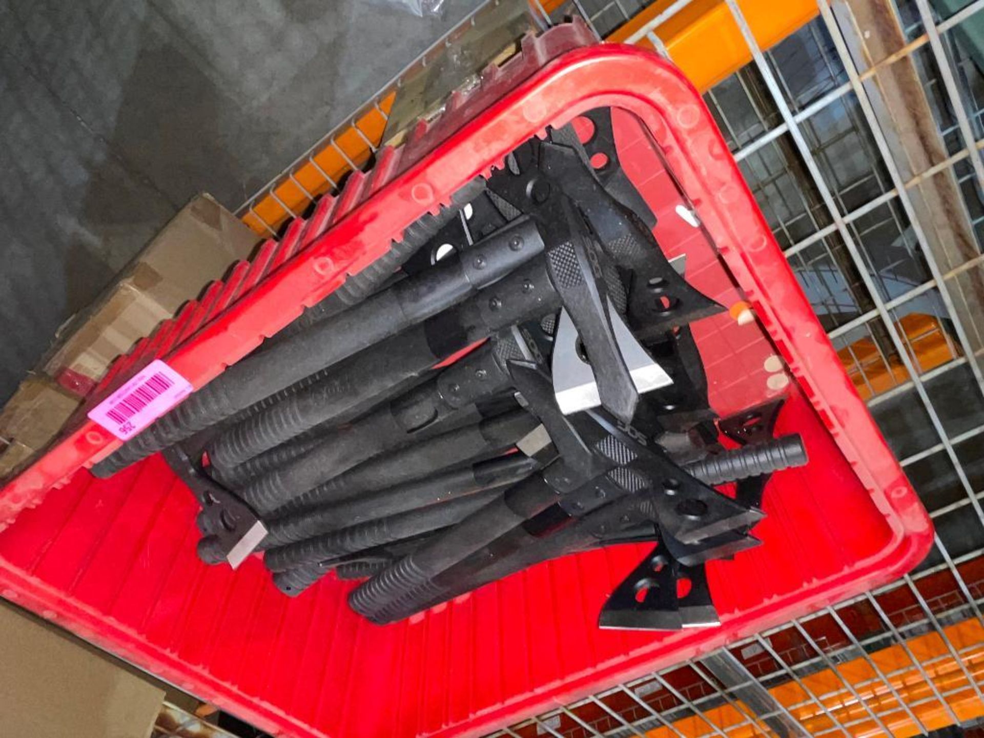 DESCRIPTION: (16) SOG HATCHETS W/ RED PLASTIC TOTE ADDITIONAL INFORMATION RETAILS FOR $66 EACH LOCAT - Image 3 of 3