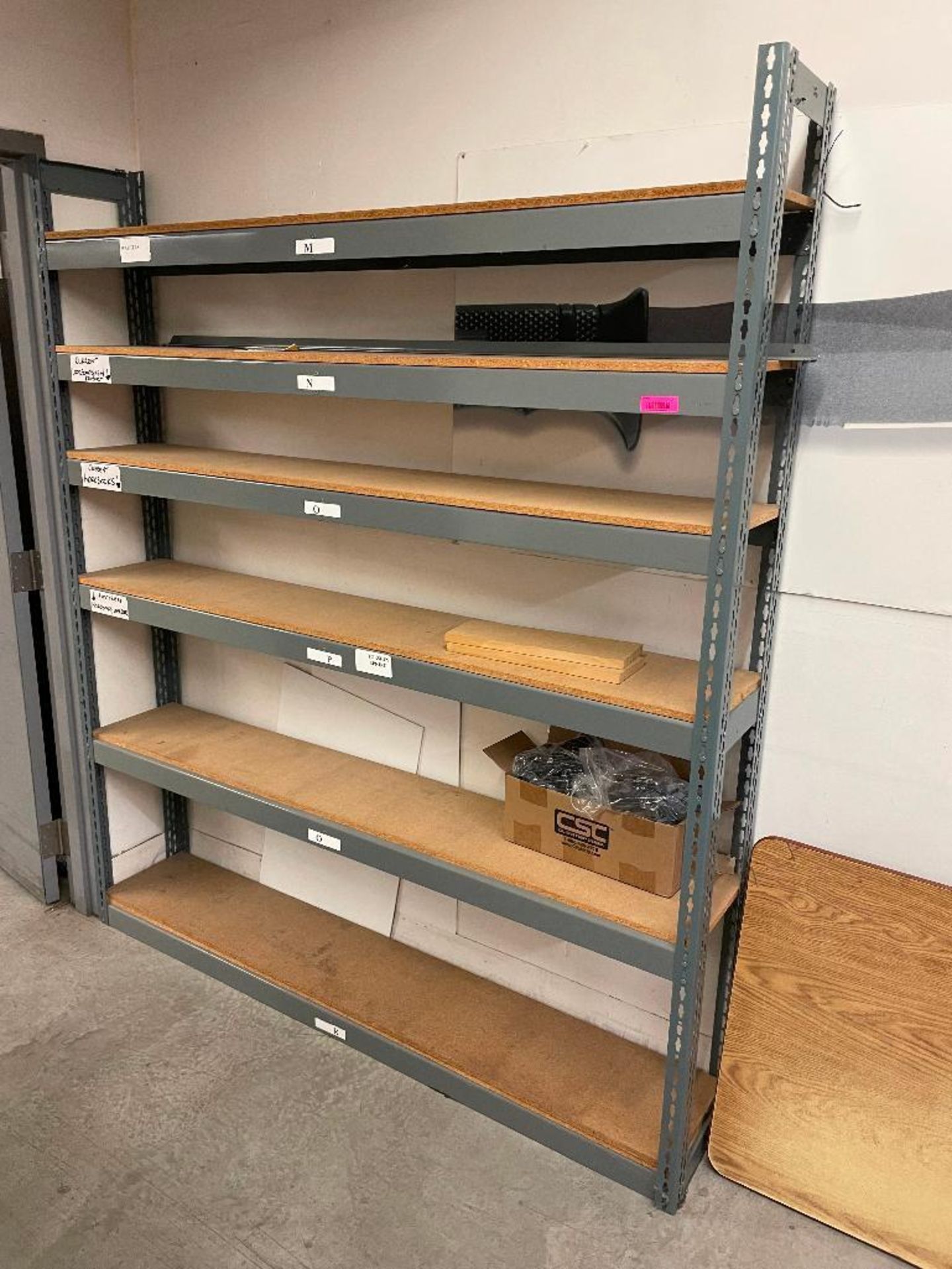 DESCRIPTION: 60" X 10" SIX TIER METAL RACK. ADDITIONAL INFORMATION W/ WOODEN SHELF INSERTS. SIZE 60"