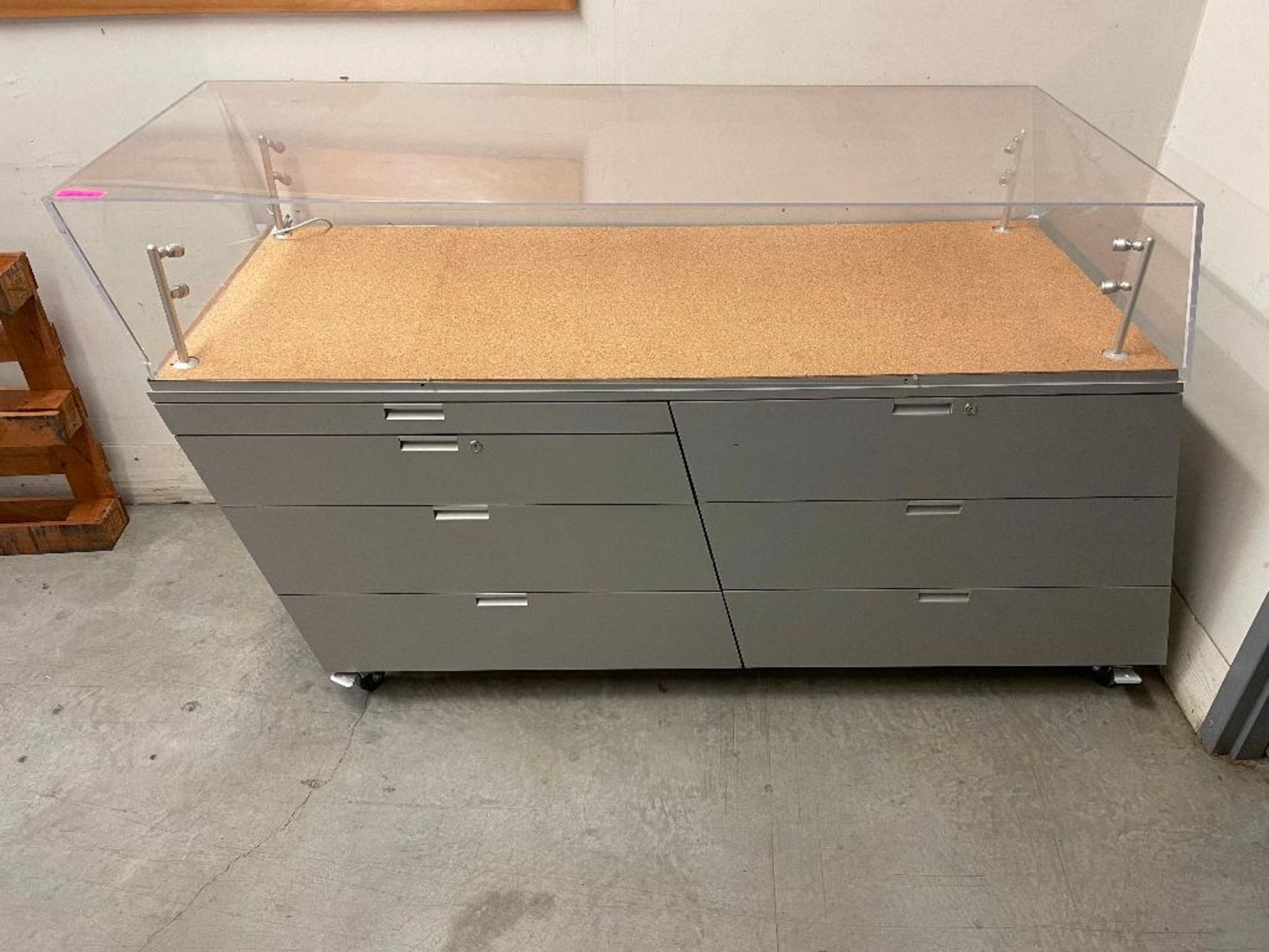 DESCRIPTION: (2) 72" ROLL ABOUT DISPLAY TABLES W/ LOWER DRAWER STORAGE. ADDITIONAL INFORMATION IN RO