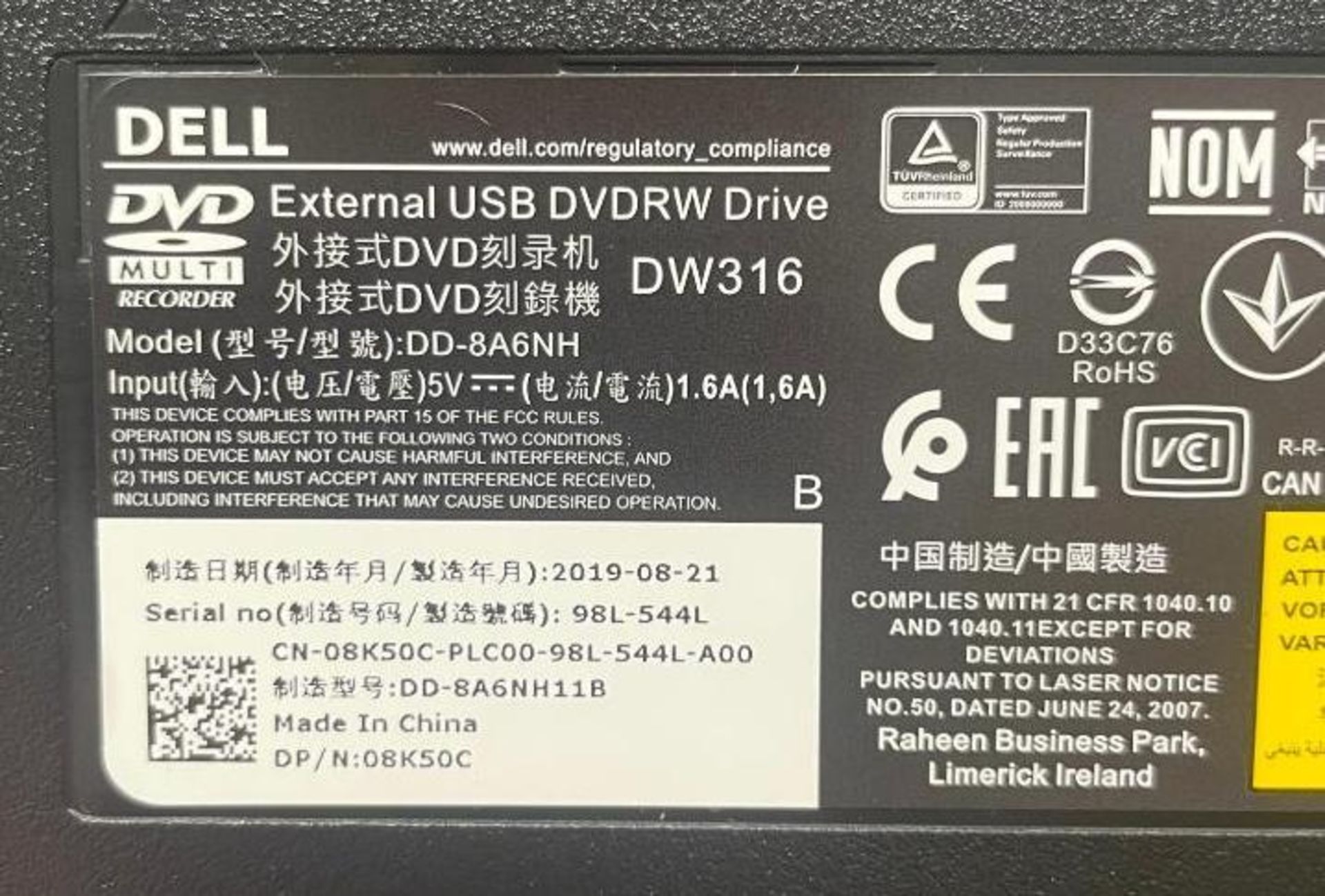 EXTERNAL USB DVDRW DRIVE BRAND/MODEL: DELL DD-8A6NH QTY: 1 - Image 2 of 2