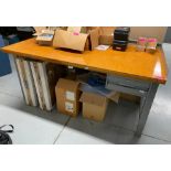 1-DRAWER METAL FRAME WOOD TOP WORK TABLE INFORMATION: CONTENTS NOT INCLUDED SIZE: 72"X36"X35" QTY: 1