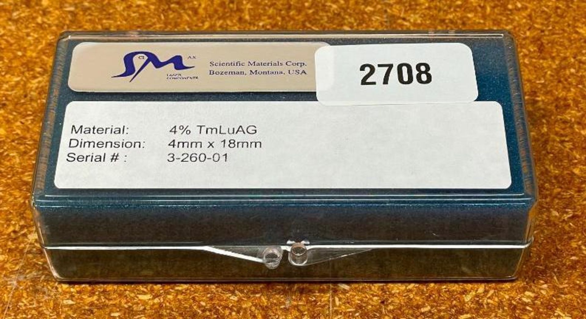 Tm:LuAG LASER ROD BRAND/MODEL: SCIENTIFIC MATERIALS INFORMATION: 4% Tm, 4X18mm QTY: 1 - Image 2 of 2