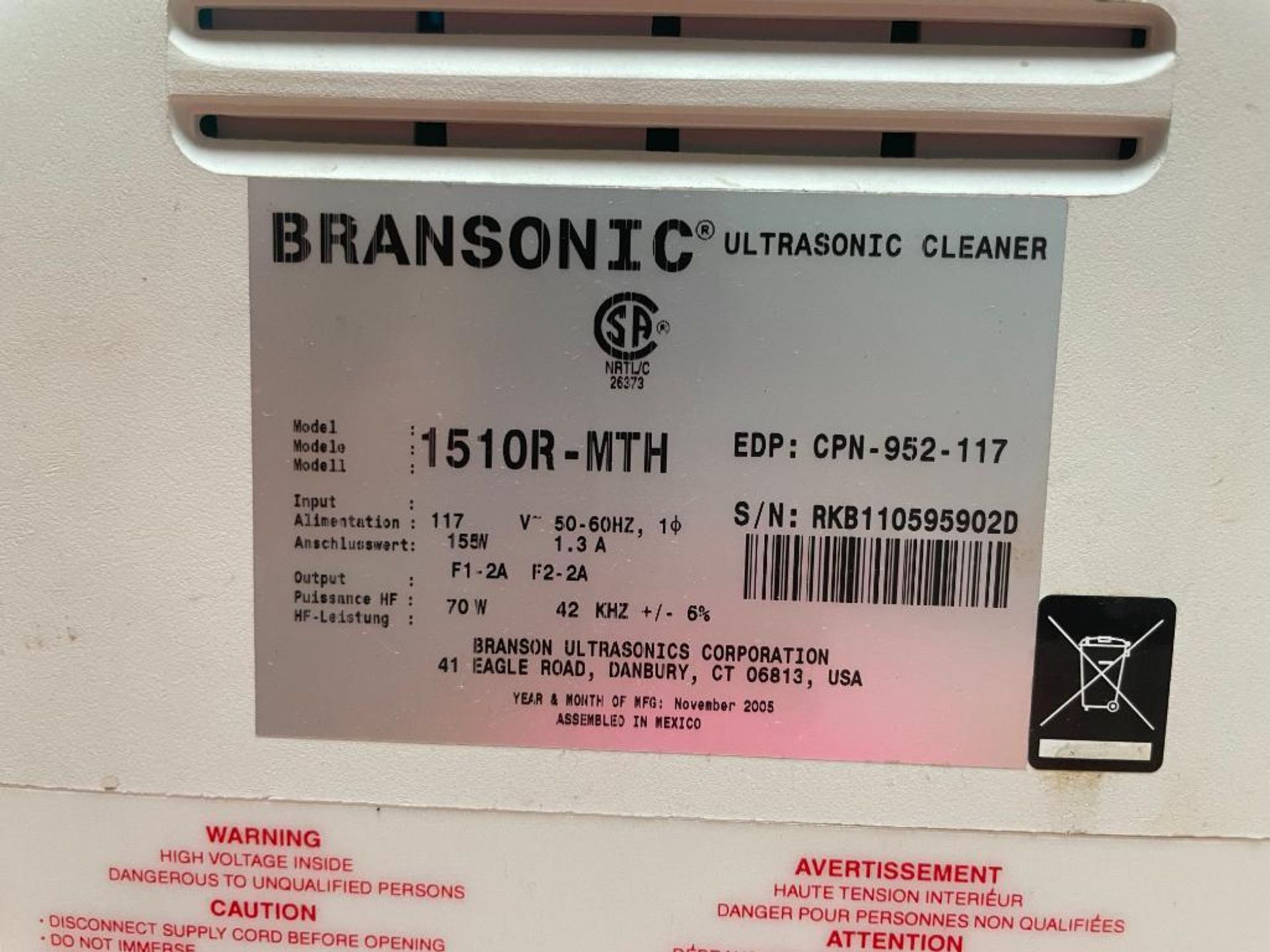 ULTRASONIC CLEANER BRAND/MODEL: BRANSON 1510 RETAIL$: $540 ORIGINAL RETAIL QTY: 1 - Image 3 of 6