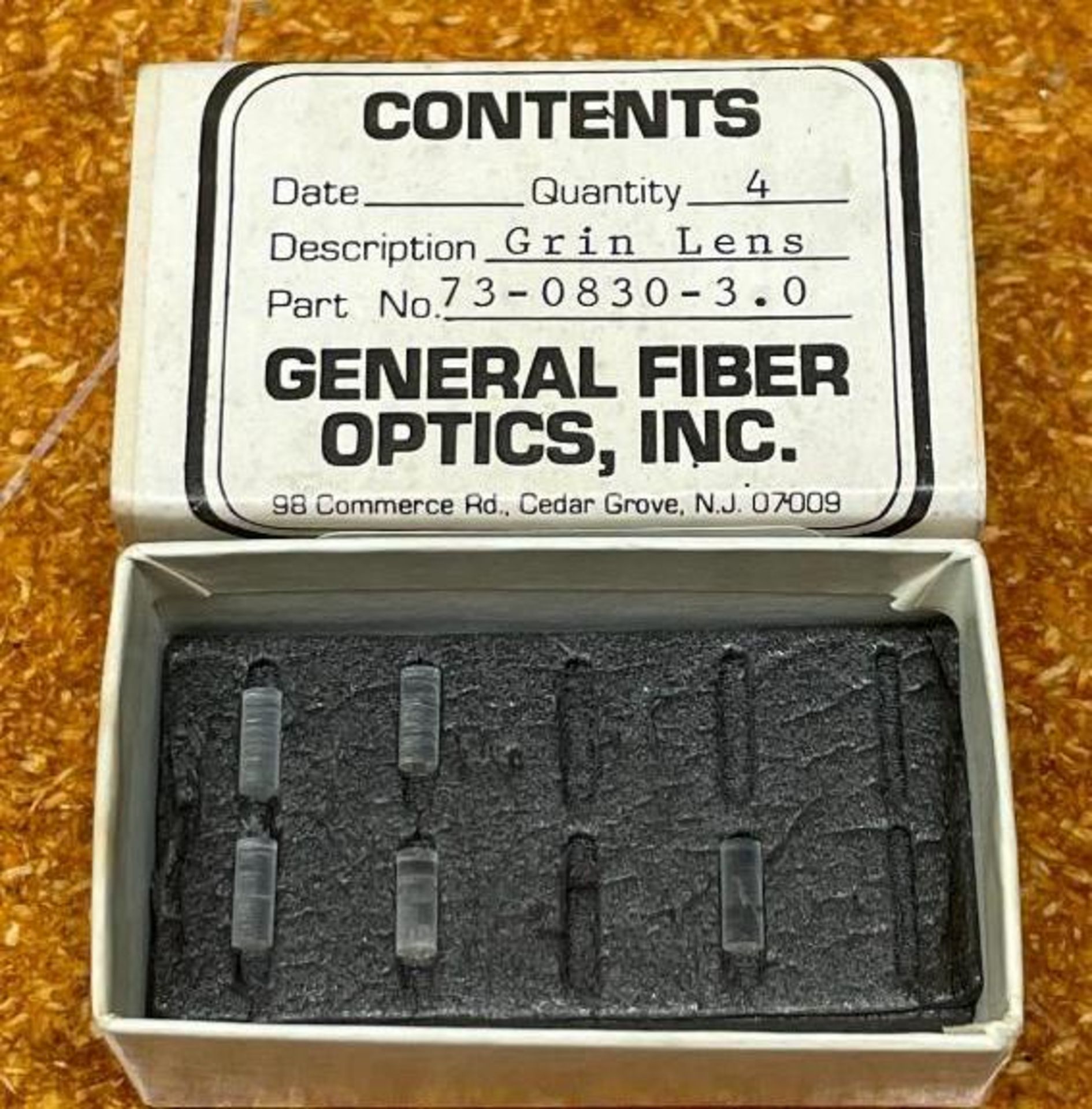 (5) GRIN LENSES BRAND/MODEL: GENERAL FIBER OPTICS 73-0830-3.0 INFORMATION: DIAMETER 3mm, LENGTH 8mm