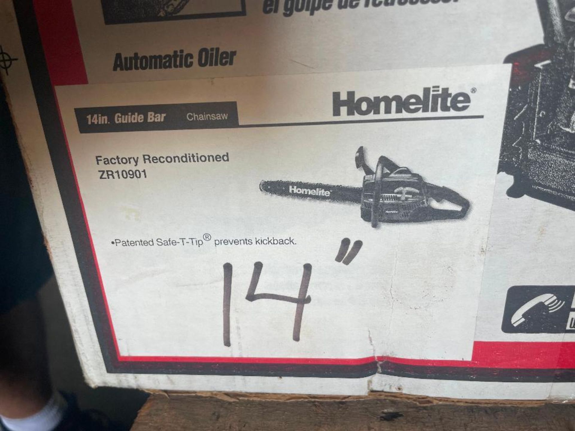 DESCRIPTION: HOMELITE 14" GAS POWERED CHAINSAW - NEW IN THE BOX BRAND / MODEL: HOMELITE LOCATION: SH - Image 2 of 2