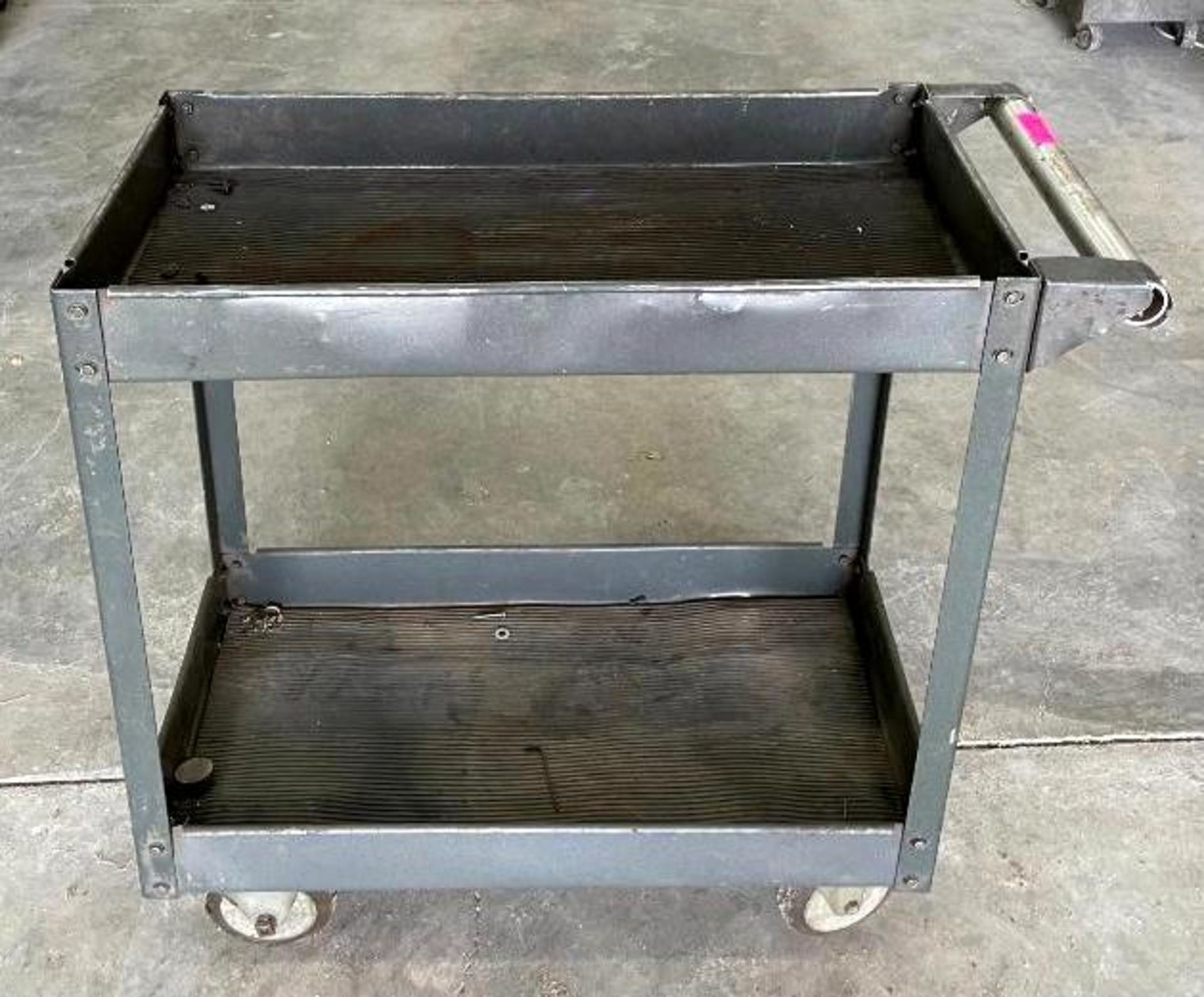 DESCRIPTION: 2-TIER METAL UTILITY CART SIZE: 30"X16"X32" QTY: 1