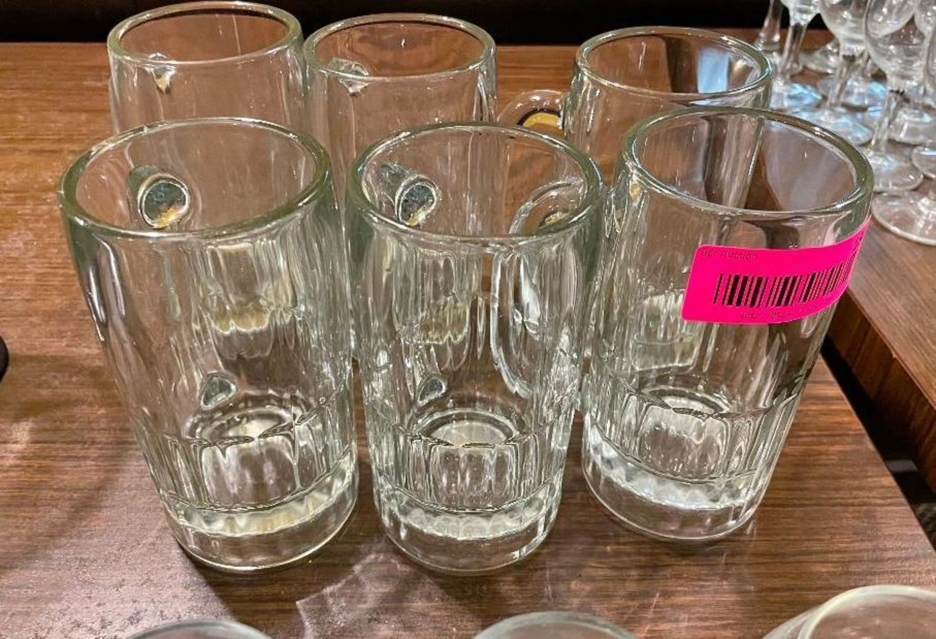 DESCRIPTION: (6) BEER MUGS LOCATION: SEATING THIS LOT IS: SOLD BY THE PIECE QTY: 6