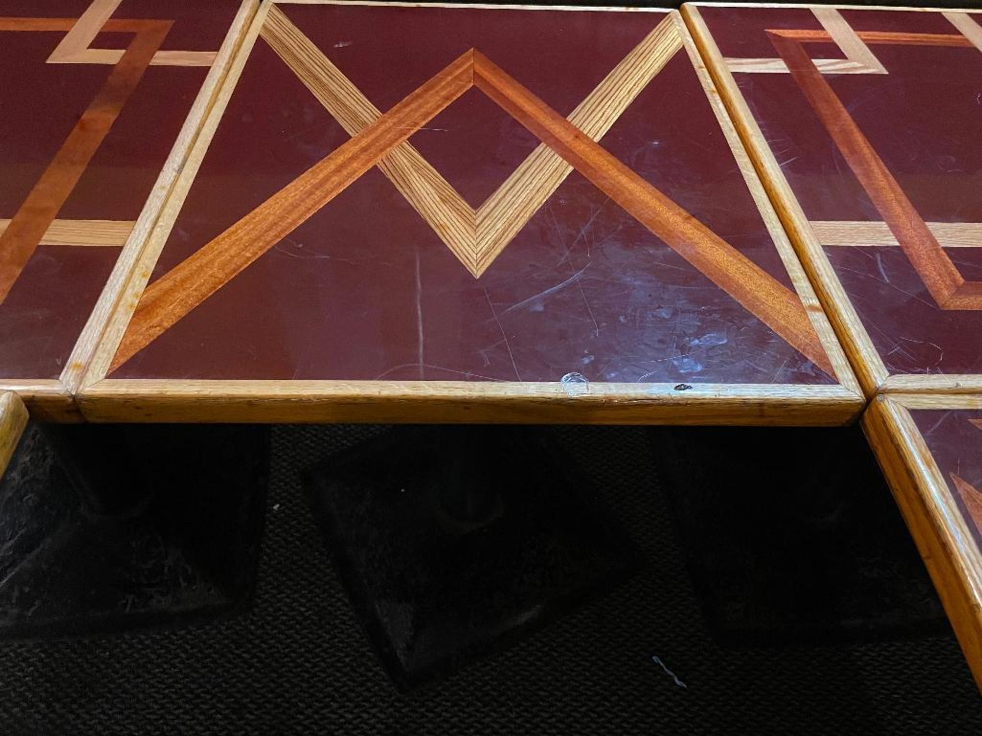 DESCRIPTION: 24" X 30" WOODEN TABLE TOPS W/ BASES SIZE 24" X 30" LOCATION: SEATING QTY: 1