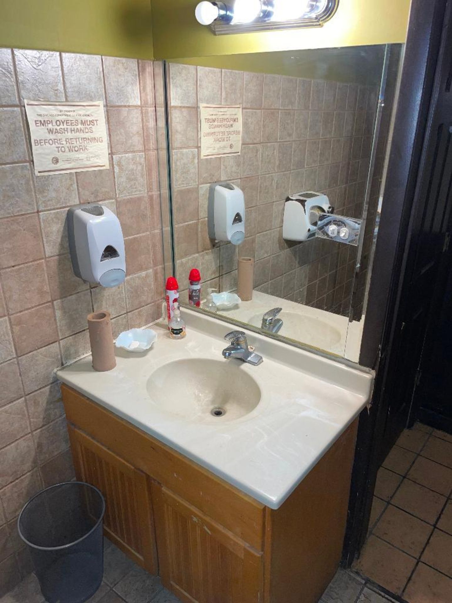 DESCRIPTION: CONTENTS OF MEN'S BATHROOM - URINAL, TOILET, SINK, AND HAND DRYER. LOCATION: BATHROOM T - Image 5 of 5