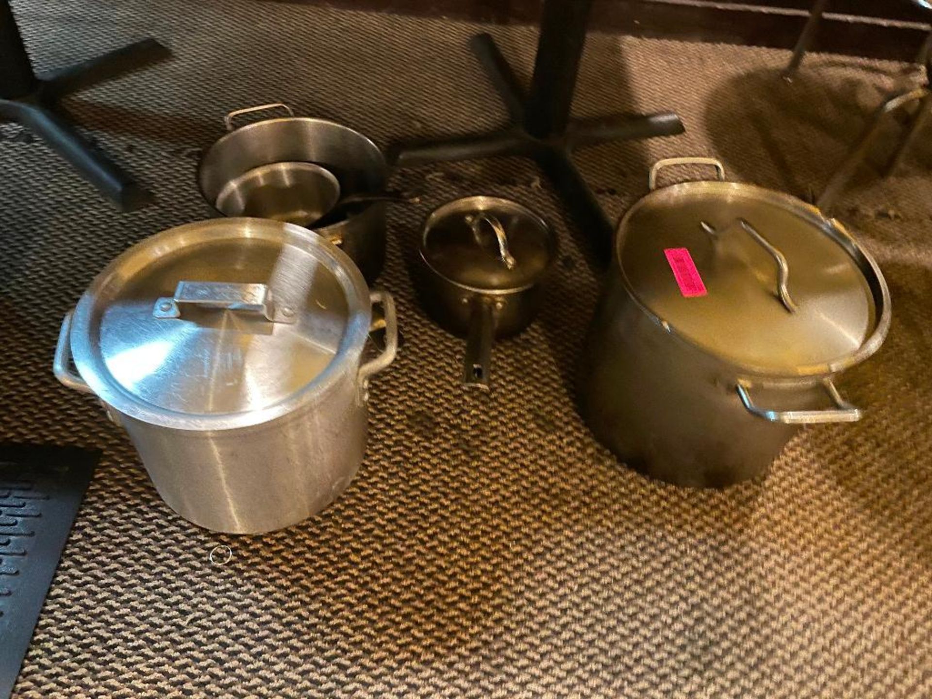DESCRIPTION: (4) ASSORTED STAINLESS STOCK POTS AND SAUCE POTS LOCATION: SEATING THIS LOT IS: ONE MON - Image 2 of 2