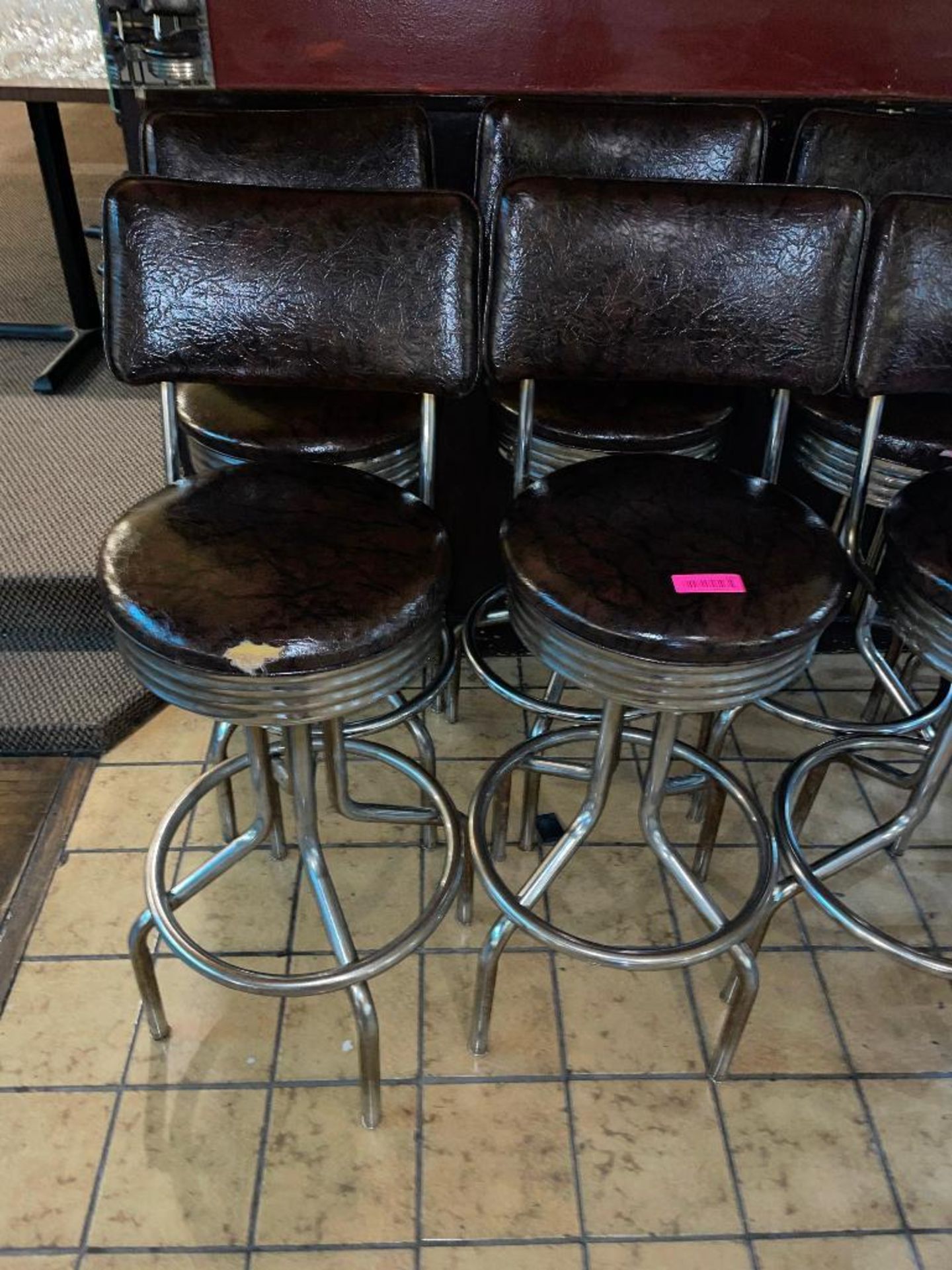 DESCRIPTION: (4) 30" BAR STOOL W/ BACKS AND CHROME FOOT RAIL LOCATION: SEATING THIS LOT IS: SOLD BY