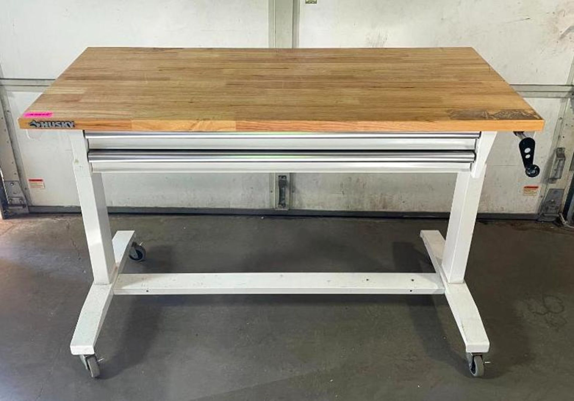 52" ADJUSTABLE HEIGHT WORKBENCH TABLE W/ 2-DRAWERS IN WHITE BRAND/MODEL: HUSKY SIZE: 52" X 24" QTY: